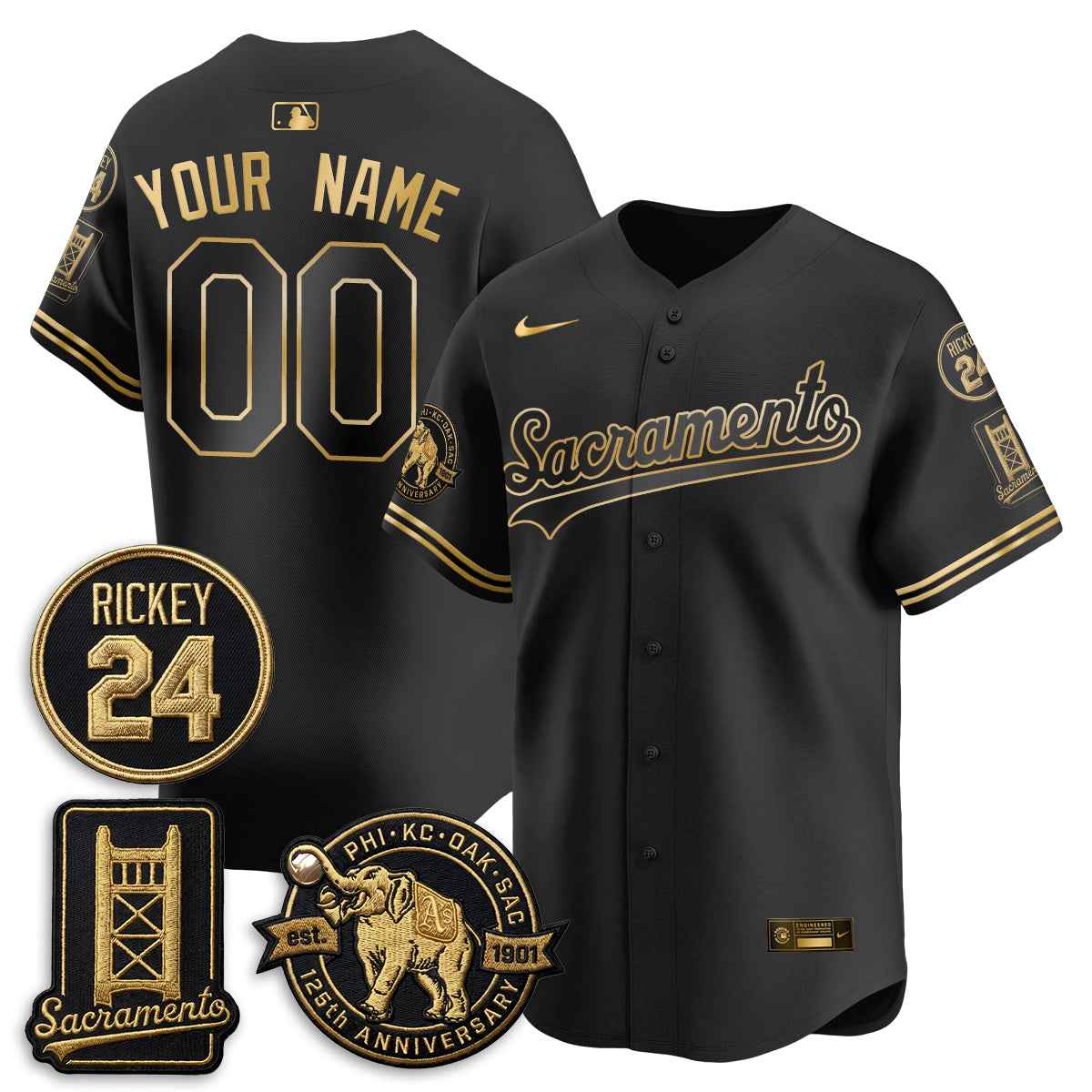 OAK 2026 Alternate Sacramento 125 Years Limited Vapor Gold Edition Custom Jersey - Stitched