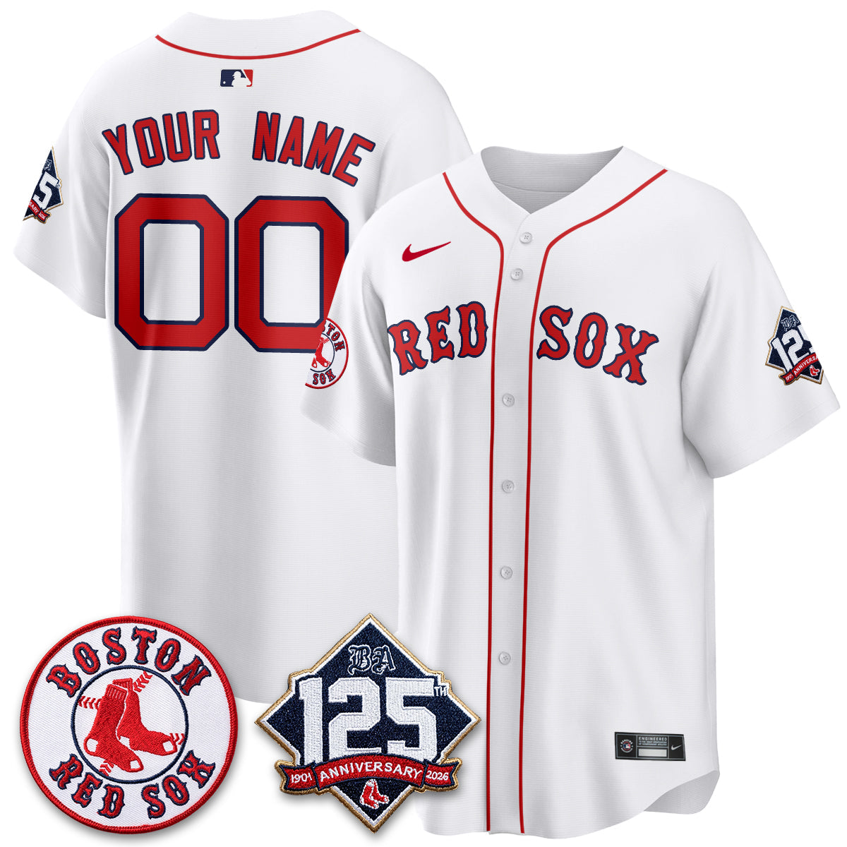 BOS 125th Anniversary Patch Vapor Custom Jersey - Stitched