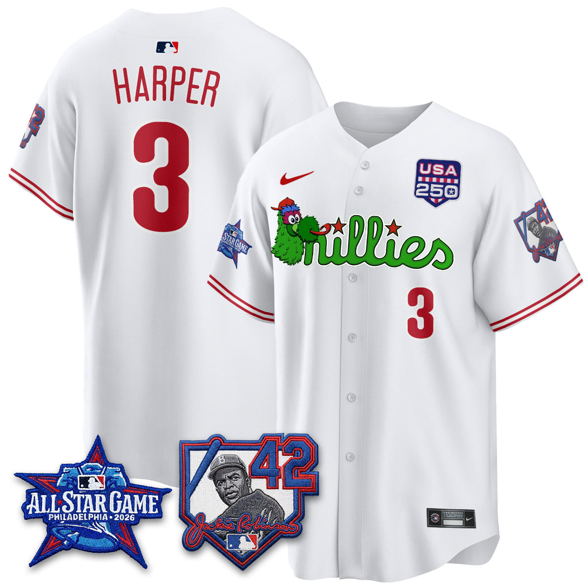 PHI Phanatic 2026 New Era & 250th USA Vapor Limited Jersey - All Star Game - Stitched