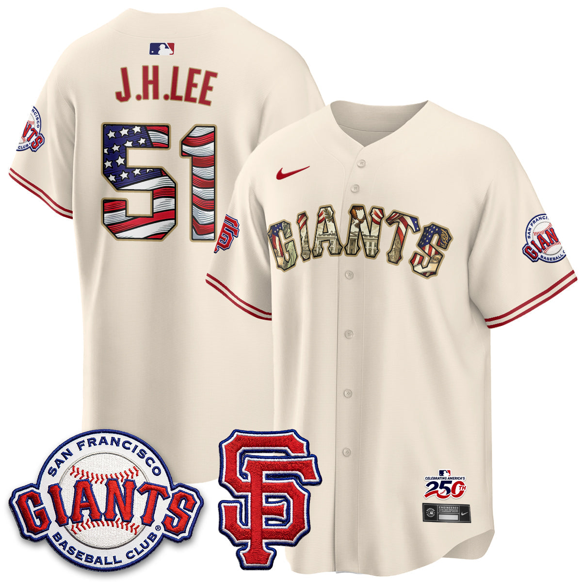San Francisco Giants2026 Independence Day USA Jersey - Stitched