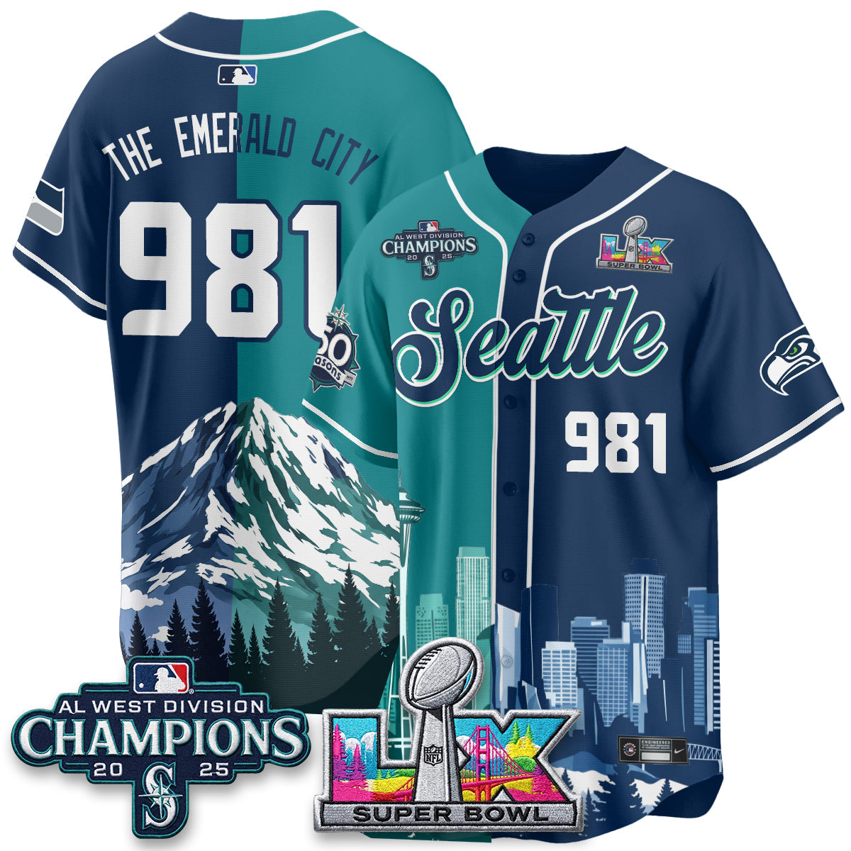 Seattle City Mariners x Seahawks Edition Vapor Jersey - Printed