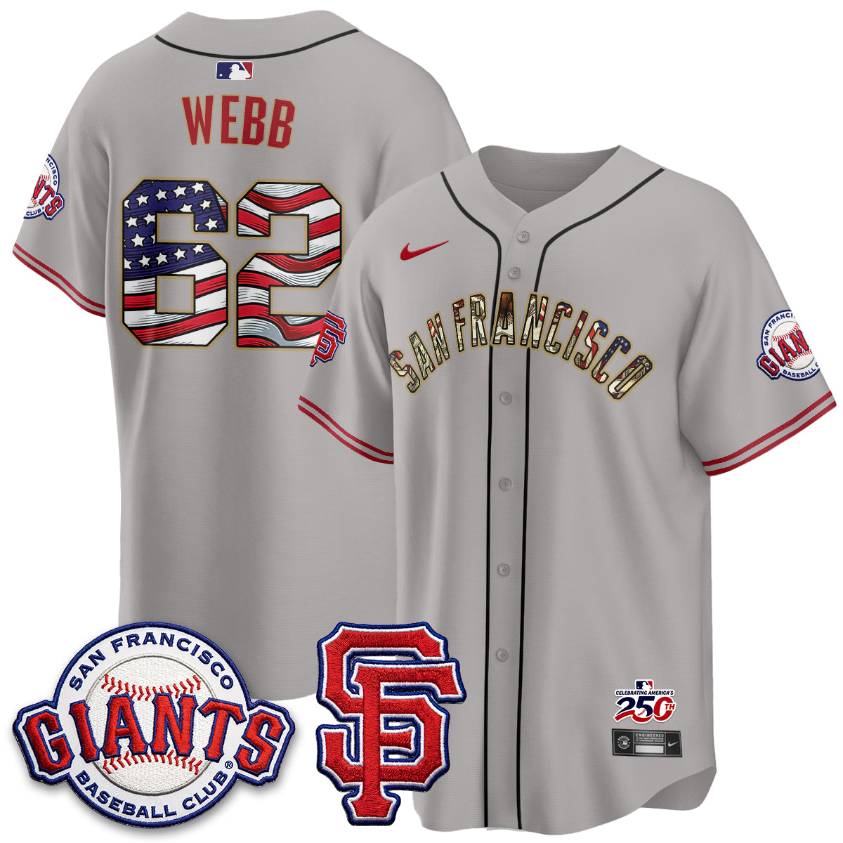 San Francisco Giants2026 Independence Day USA Jersey - Stitched