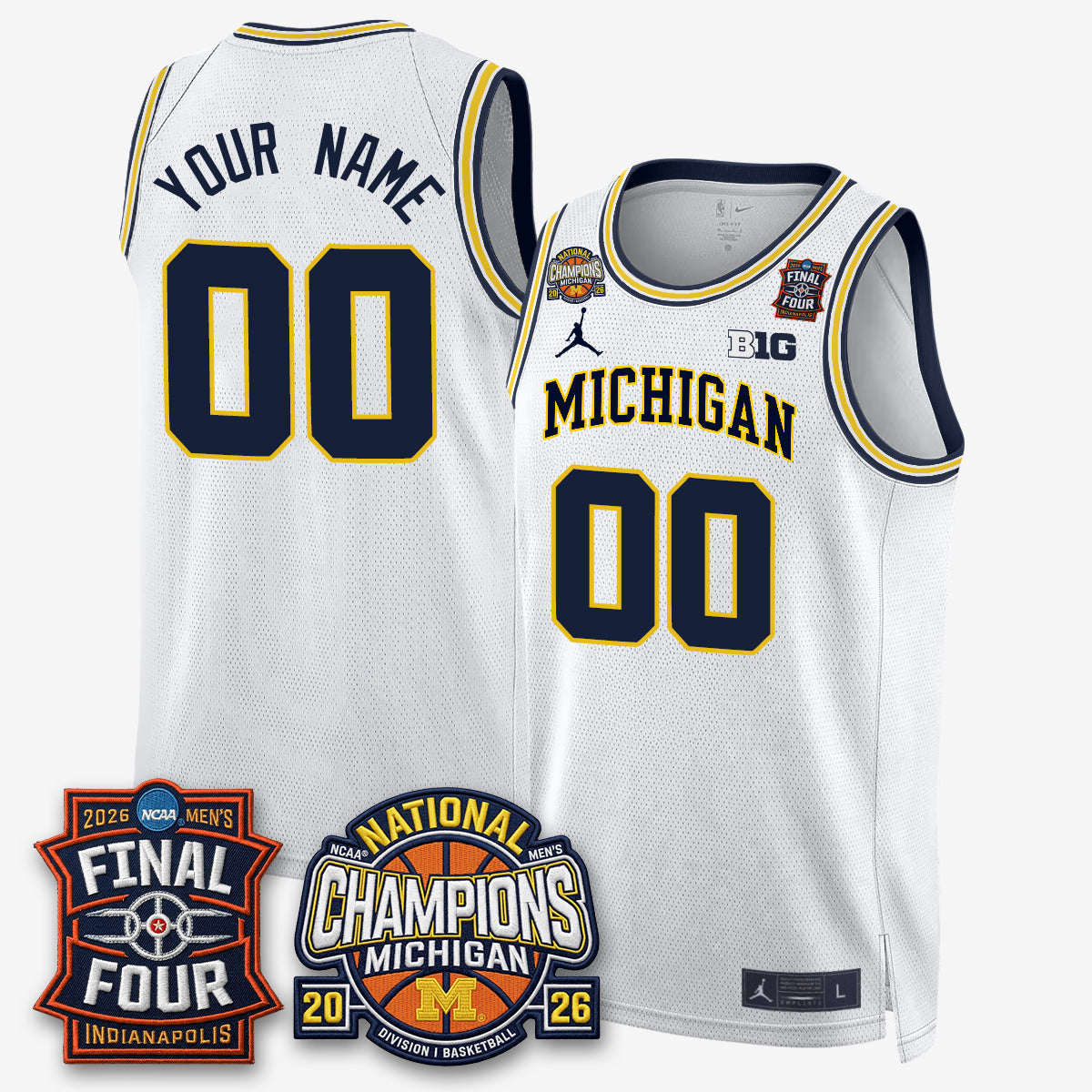 MICH Men's Basketball National Champions Big Text Limited Vapor Custom Jersey - Stitched