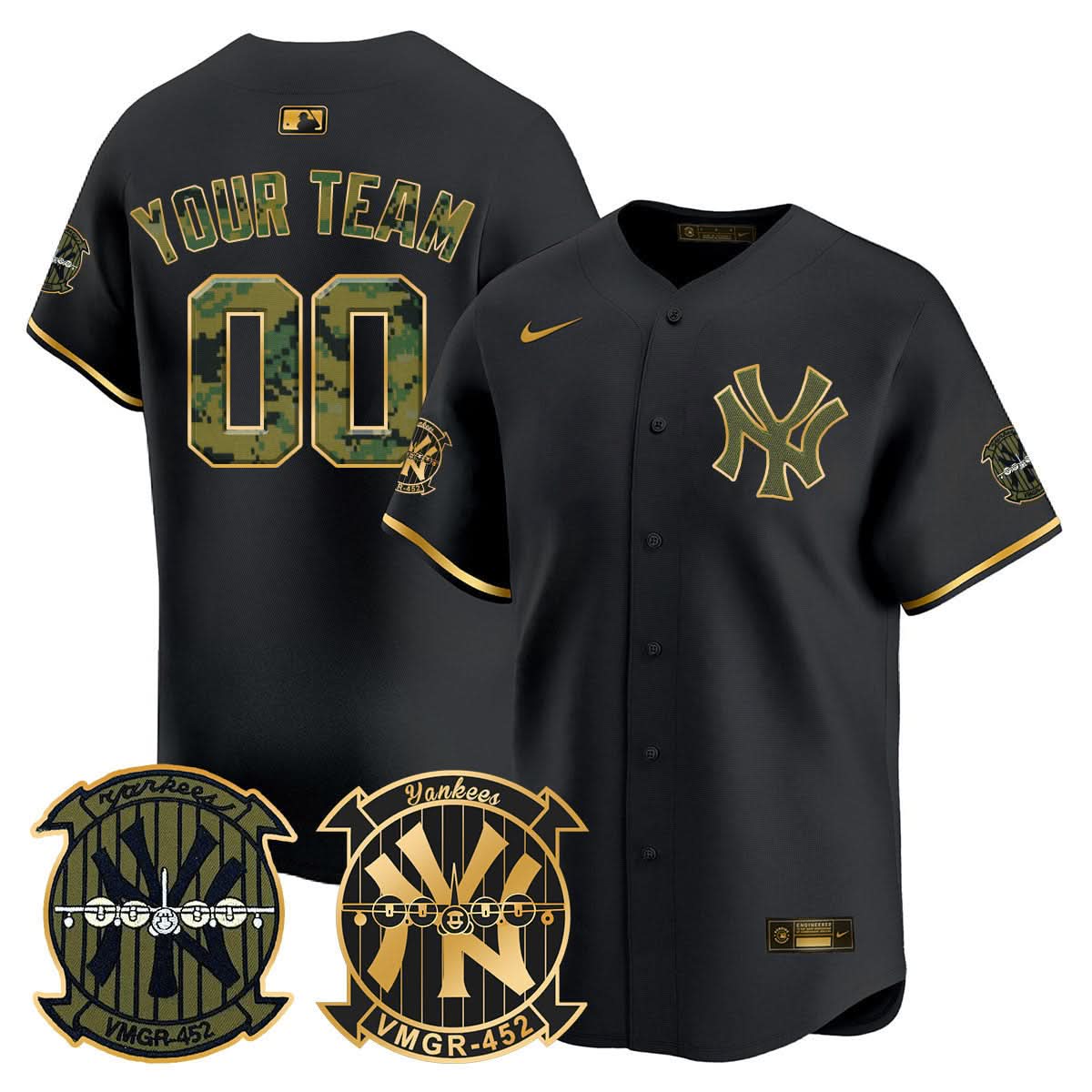 NYY Woodland USMC Alternate Vapor Premier Limited Custom Jersey - Stitched
