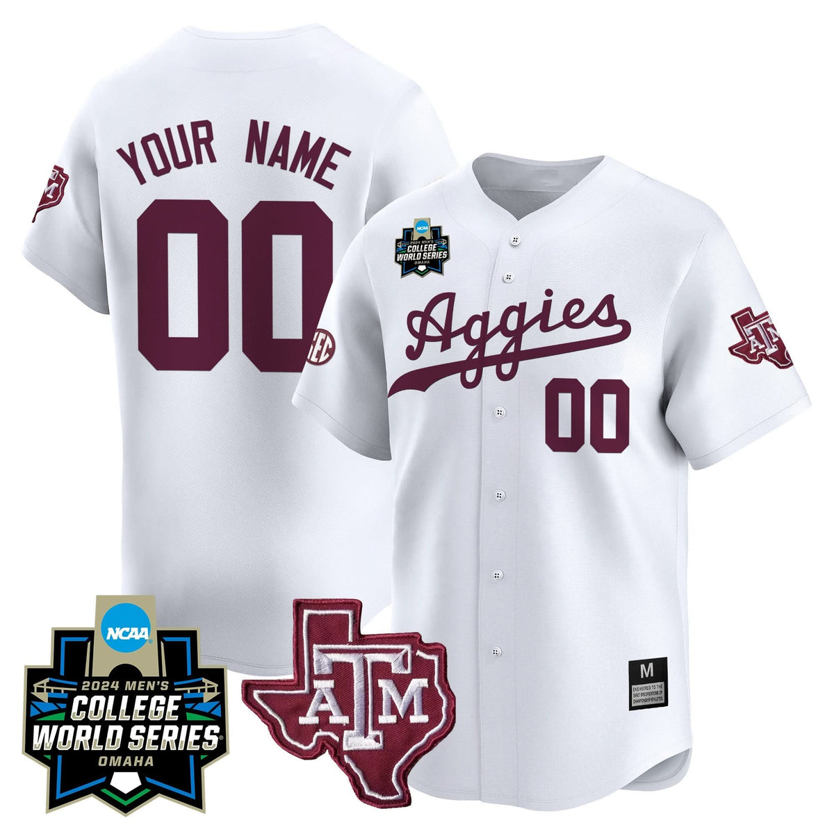 Aggies 2024 College World Series Vapor Premier Limited Custom Jersey