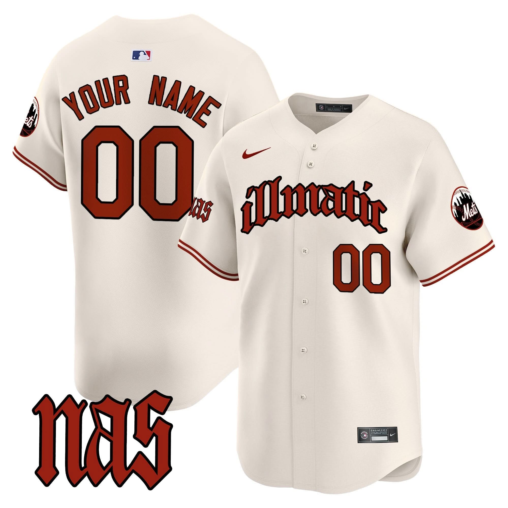 NYM Nas Illmatic Vapor Premier Limited Custom Jersey - Stitched