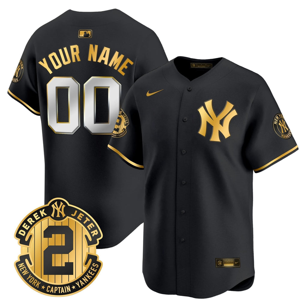 NYY Derek Jeter Patch Vapor Premier Limited Custom Jersey - Stitched