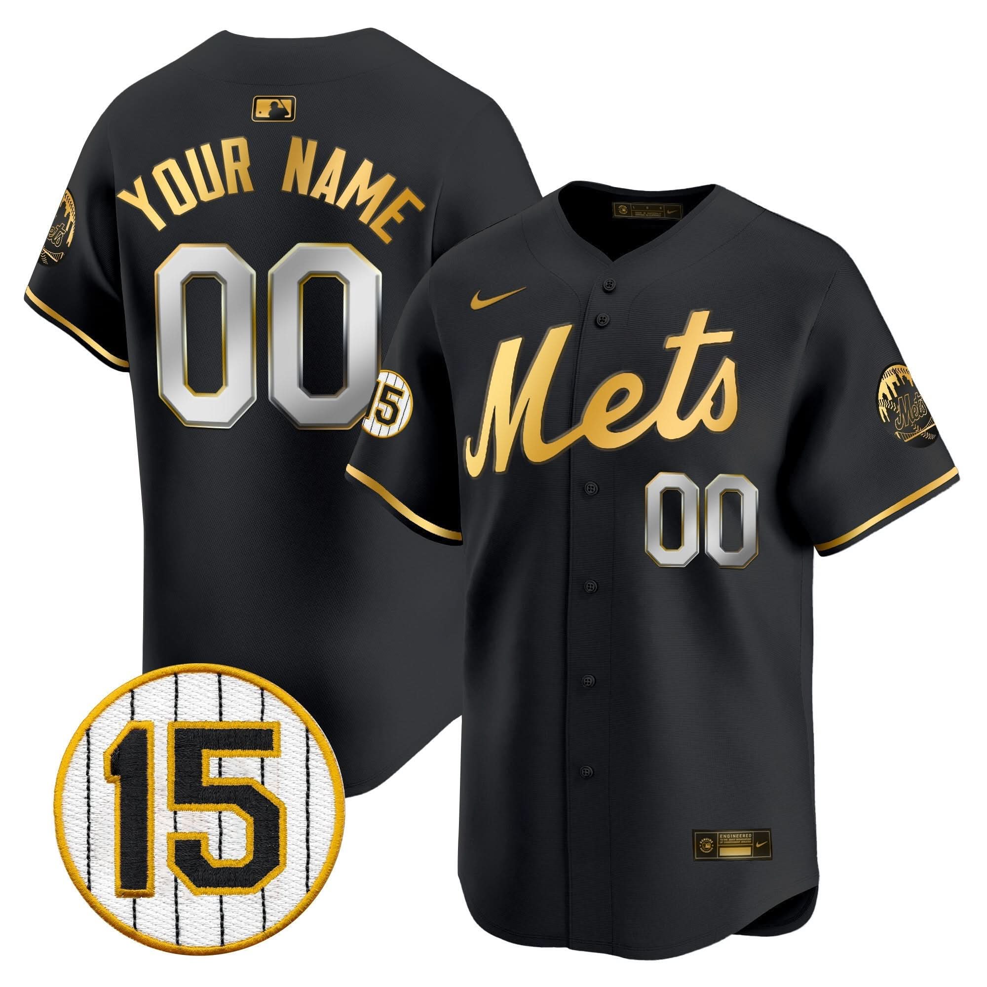 NYM Jerry Grote Patch Vapor Premier Limited Custom Jersey - Stitched