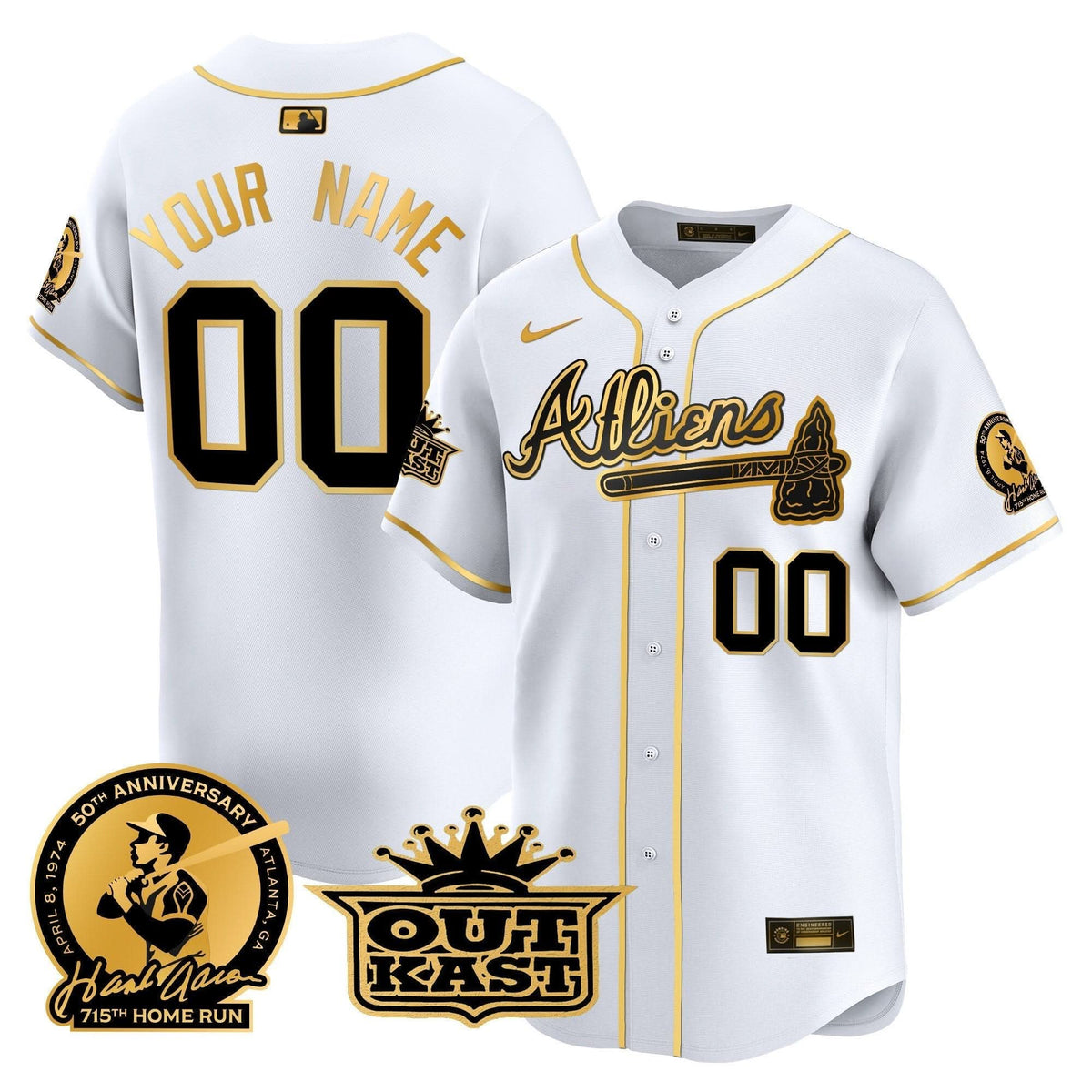AB Atliens & Hank Aaron Patch Vapor Premier Limited Custom Jersey - Stitched