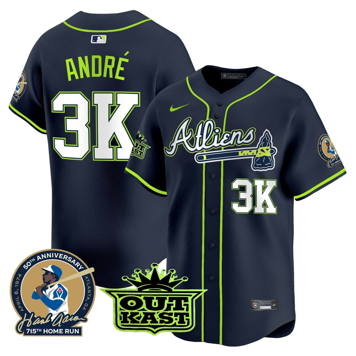 AB Atliens & Hank Aaron Patch Vapor Premier Limited Jersey - Stitched