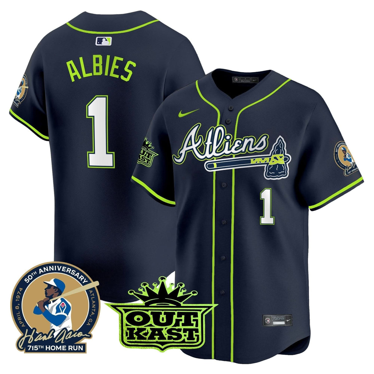 AB Atliens & Hank Aaron Patch Vapor Premier Limited Jersey - Stitched