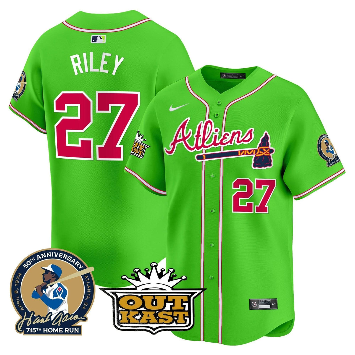 AB Atliens & Hank Aaron Patch Vapor Premier Limited Jersey - Stitched
