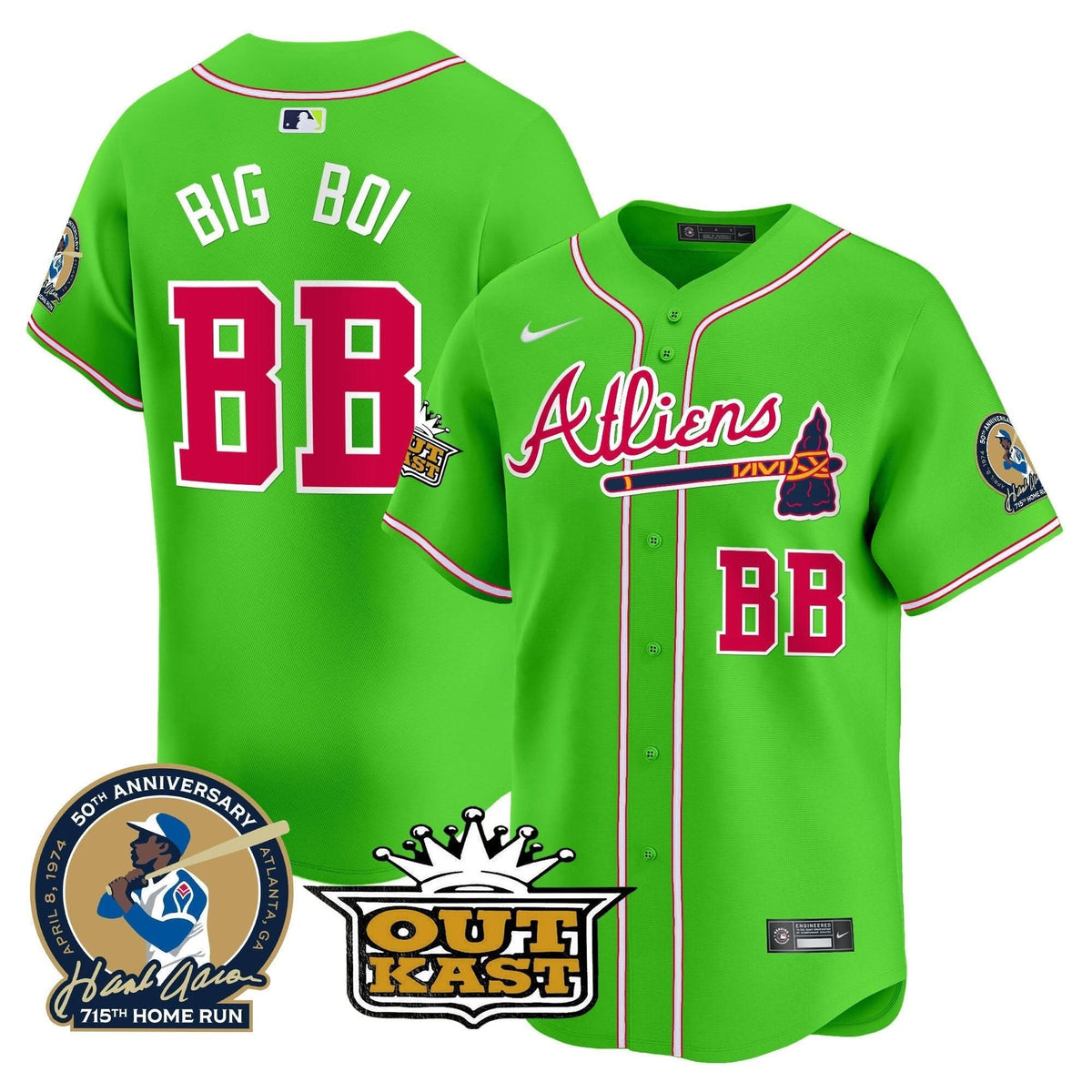 AB Atliens & Hank Aaron Patch Vapor Premier Limited Jersey - Stitched