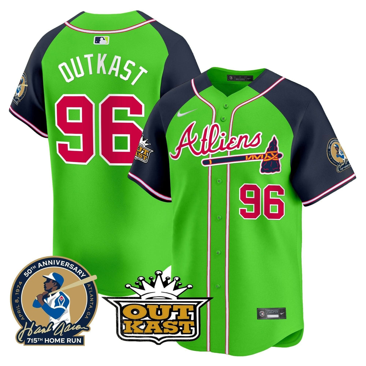 AB Atliens & Hank Aaron Patch Vapor Premier Limited Jersey - Stitched