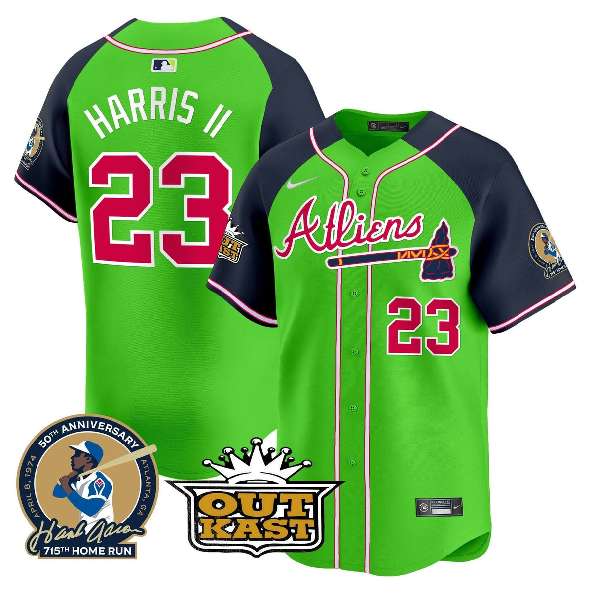 AB Atliens & Hank Aaron Patch Vapor Premier Limited Jersey - Stitched