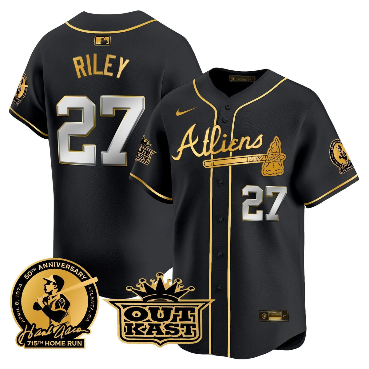 AB Atliens & Hank Aaron Patch Vapor Premier Limited Jersey - Stitched