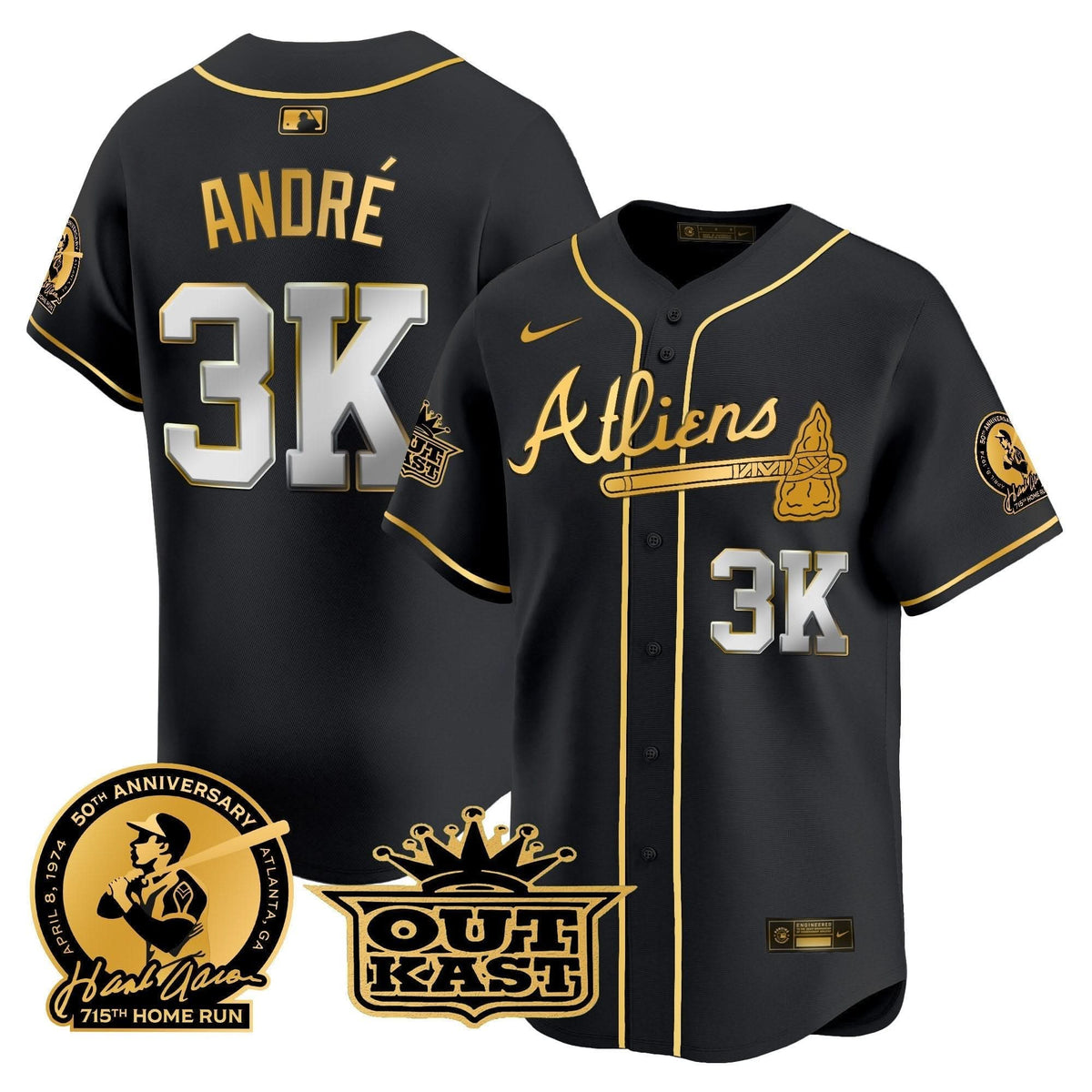 AB Atliens & Hank Aaron Patch Vapor Premier Limited Jersey - Stitched