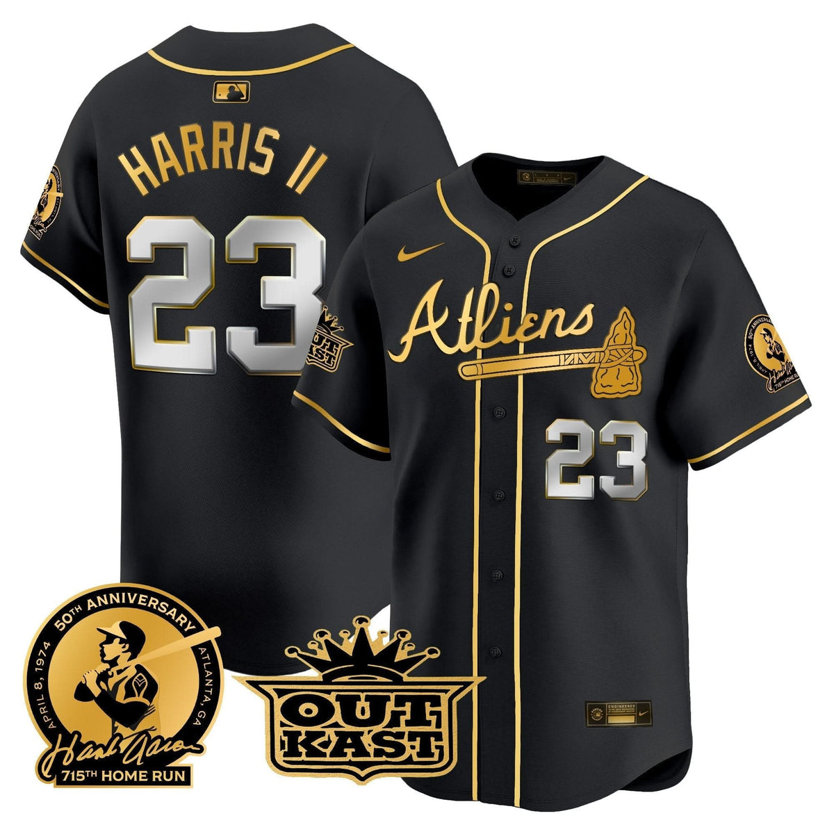 AB Atliens & Hank Aaron Patch Vapor Premier Limited Jersey - Stitched