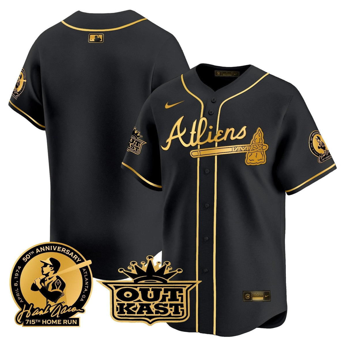 AB Atliens & Hank Aaron Patch Vapor Premier Limited Jersey - Stitched