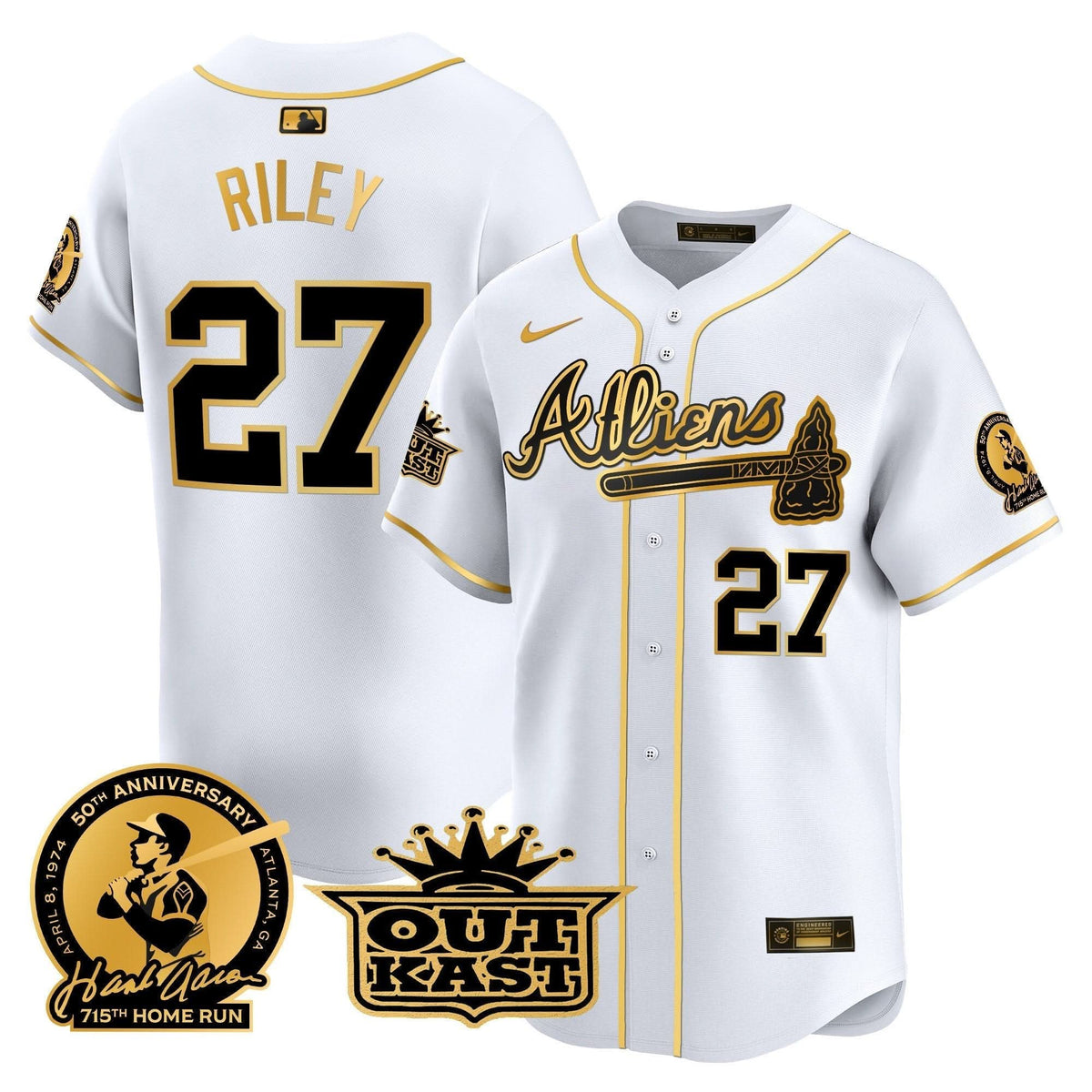 AB Atliens & Hank Aaron Patch Vapor Premier Limited Jersey - Stitched