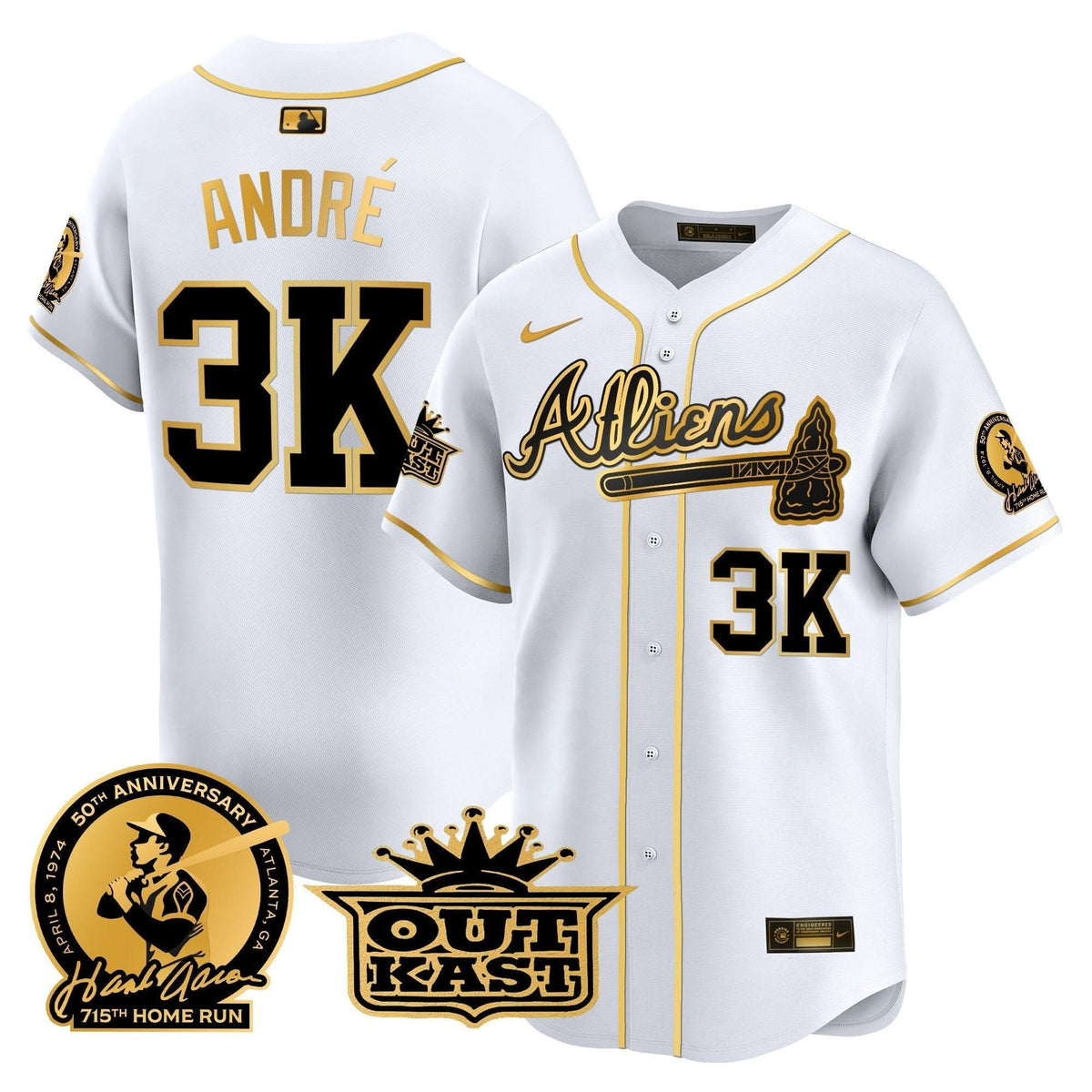 AB Atliens & Hank Aaron Patch Vapor Premier Limited Jersey - Stitched