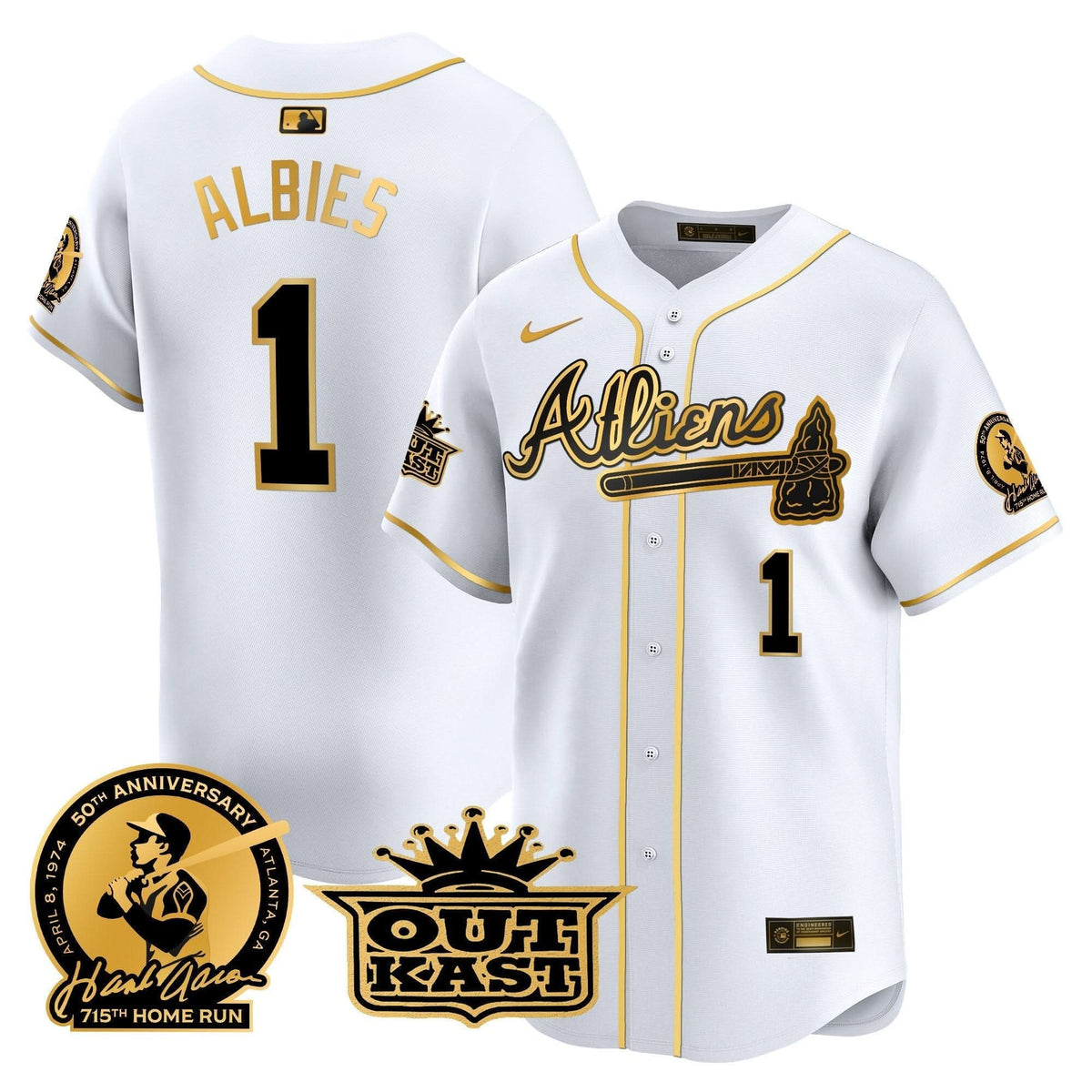 AB Atliens & Hank Aaron Patch Vapor Premier Limited Jersey - Stitched