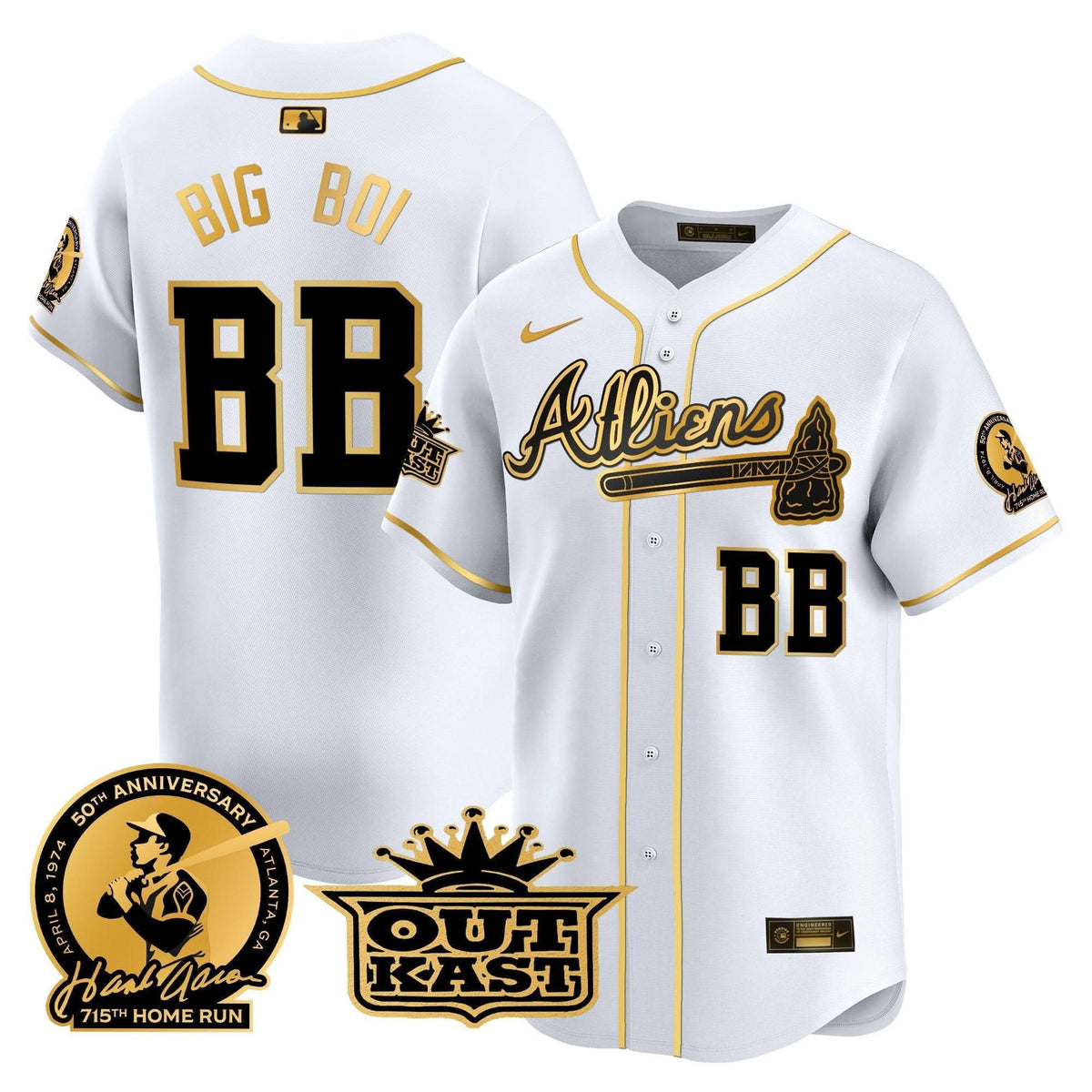 AB Atliens & Hank Aaron Patch Vapor Premier Limited Jersey - Stitched