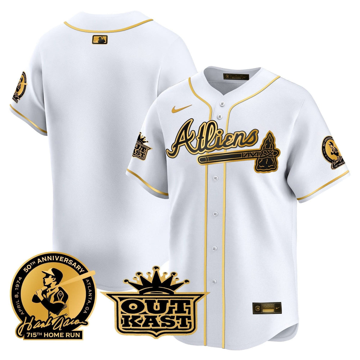 AB Atliens & Hank Aaron Patch Vapor Premier Limited Jersey - Stitched
