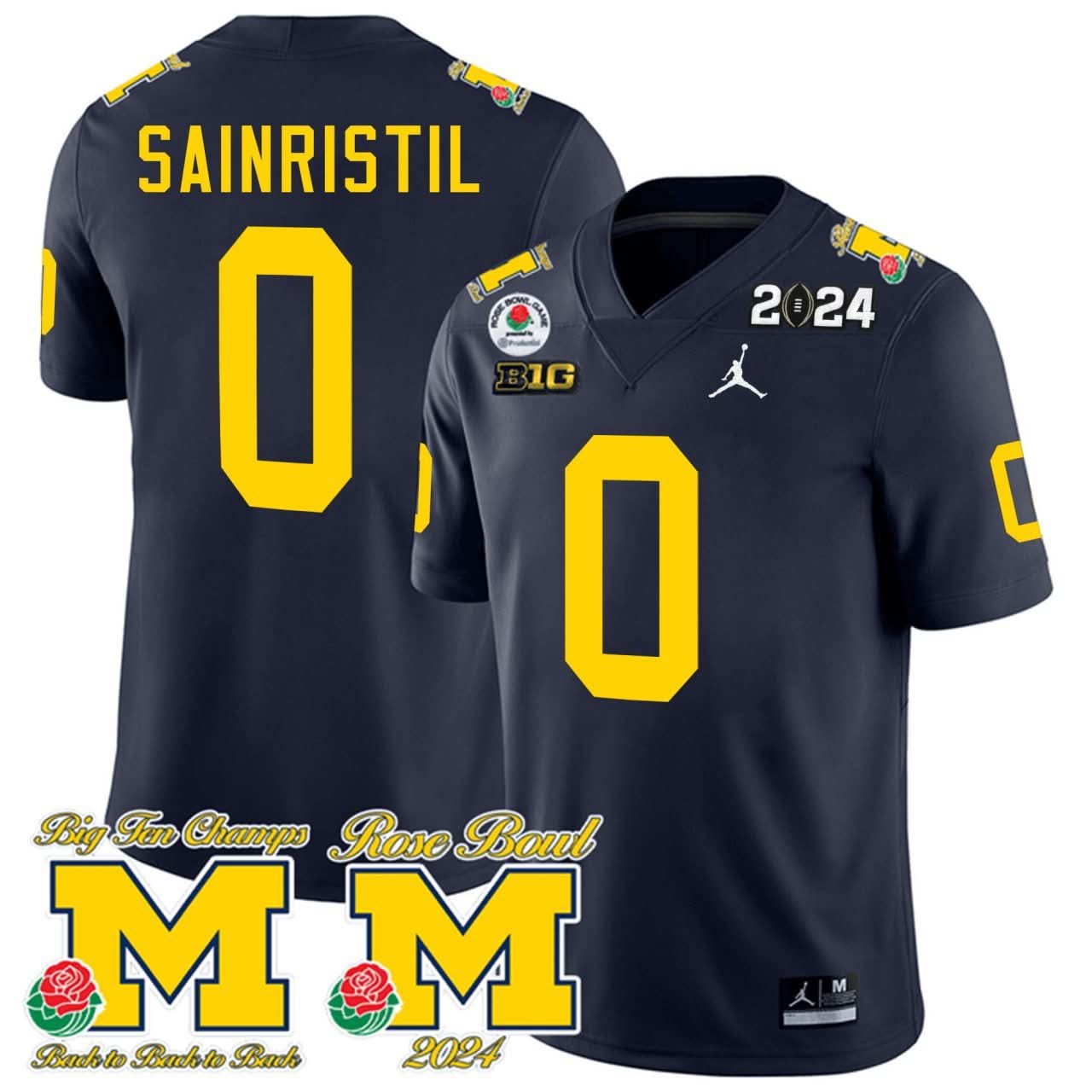 Mike Sainristil MW Rose Bowl 2024 Patch Jersey