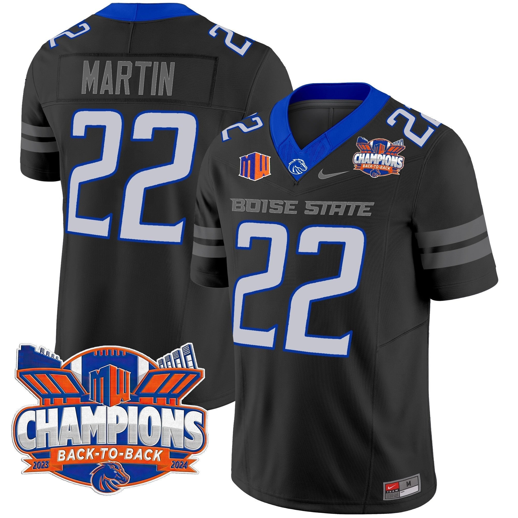 Men's Boise State Broncos 2024 Back To Back Champions Vapor Limited Jersey - All Stitched