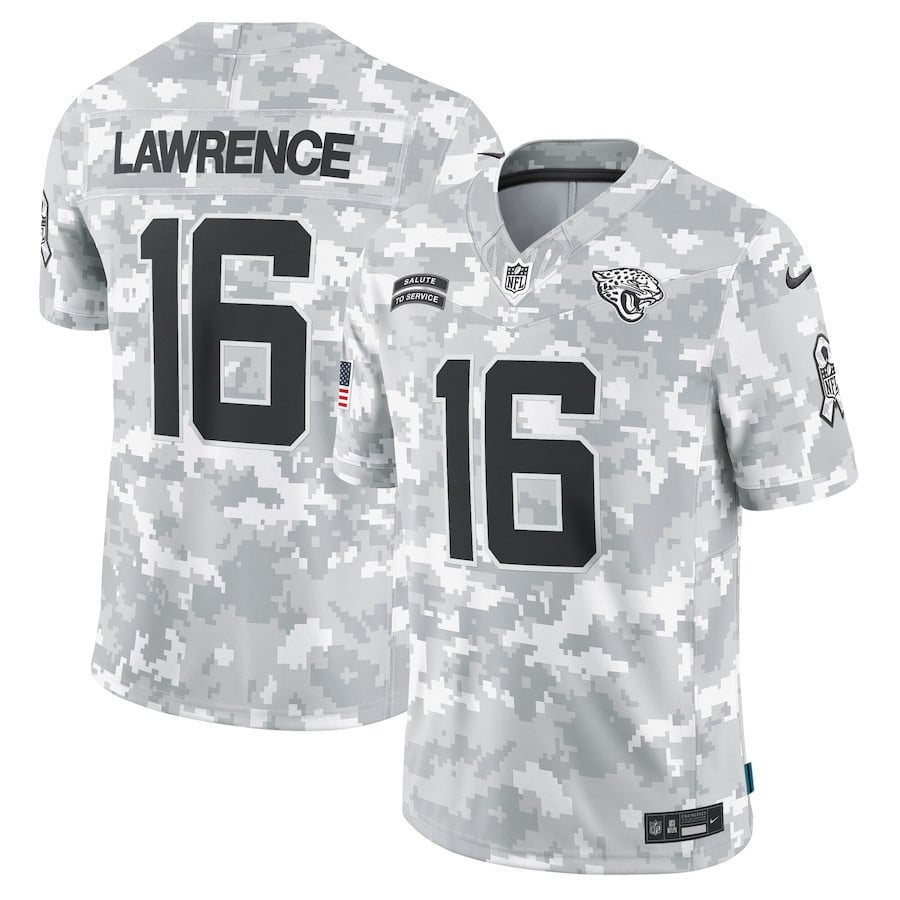Trevor Lawrence Jacksonville Jaguars 2024 Salute To Service Arctic Camo Jersey - All Stitched