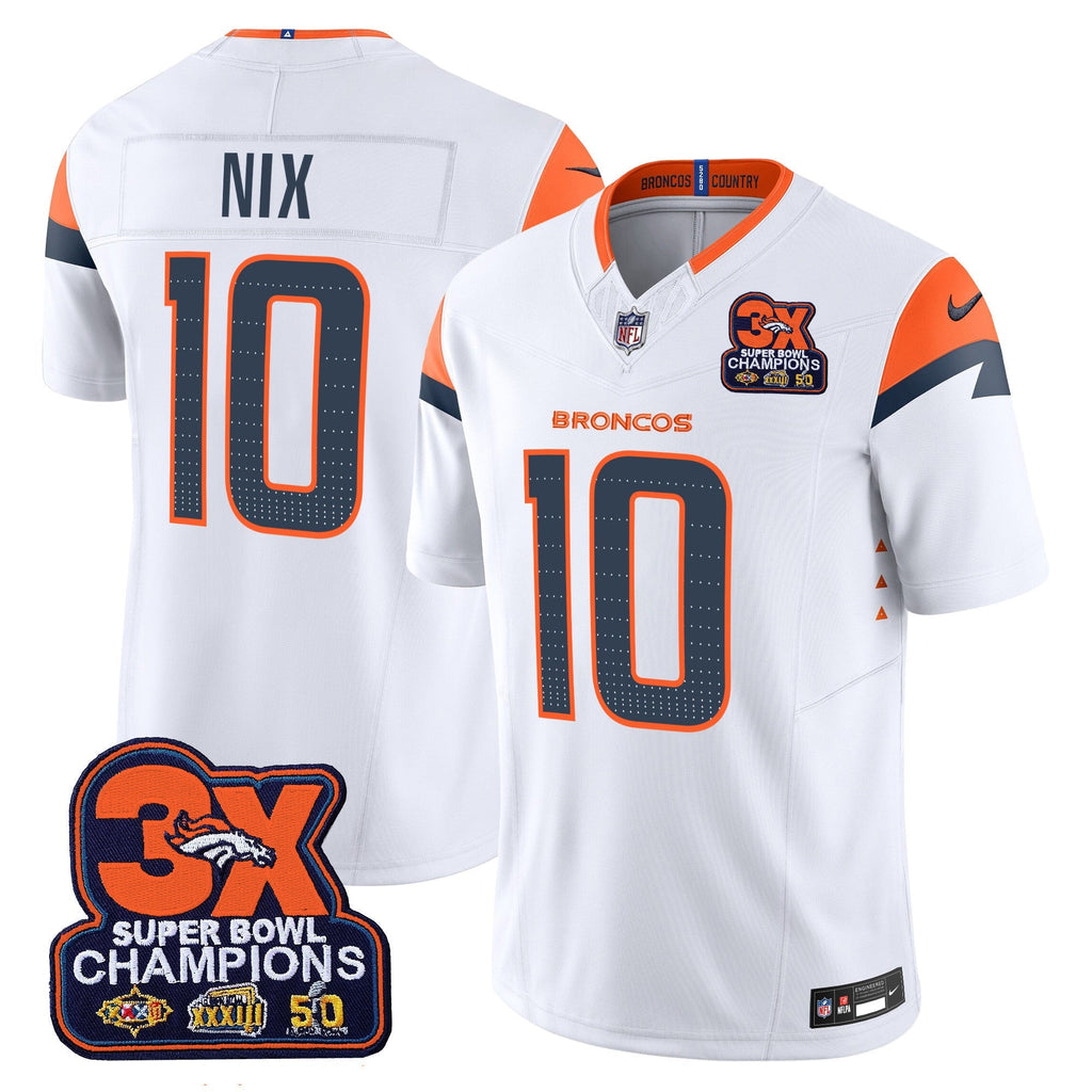 Men's Denver Broncos 3-Time Champions Patch Vapor Limited Jersey - All Stitched