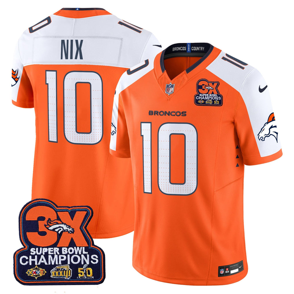 Men's Denver Broncos 3-Time Champions Patch Vapor Limited Jersey - All Stitched