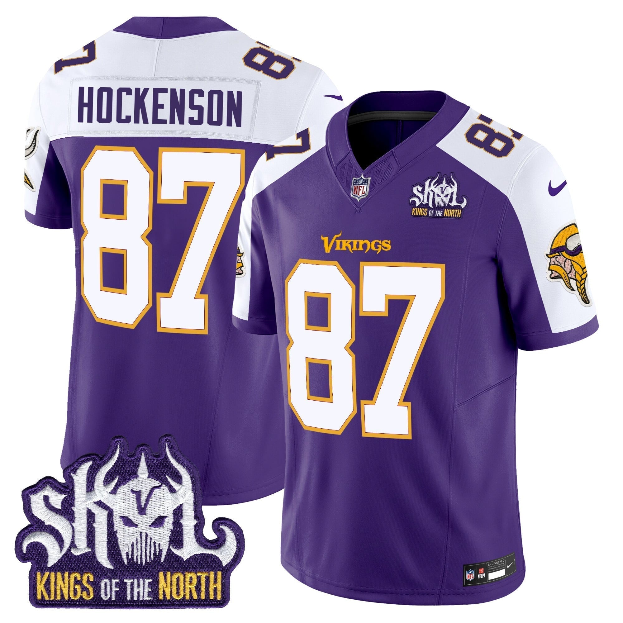 Men's Minnesota Vikings King Of The North Patch Throwback Vapor Limited Jersey V2 - All Stitched