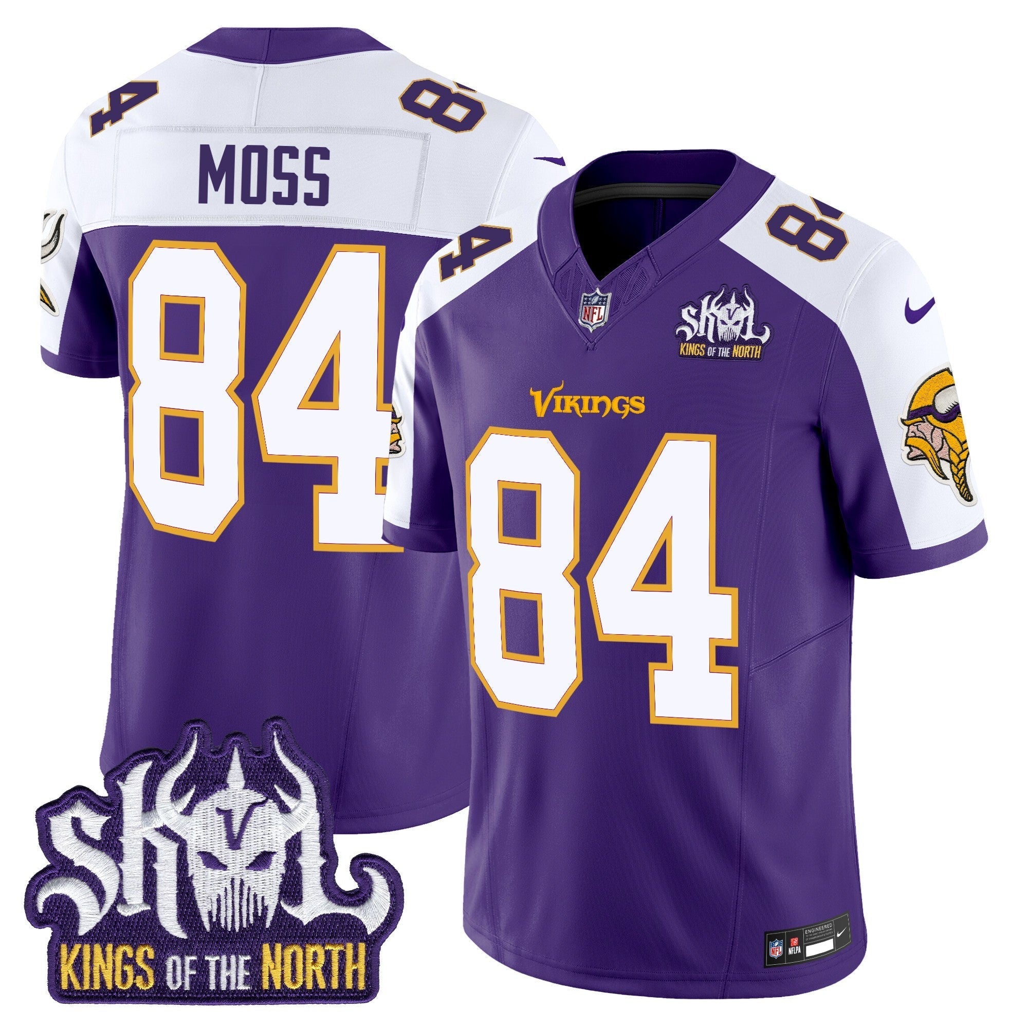 Men's Minnesota Vikings King Of The North Patch Throwback Vapor Limited Jersey V2 - All Stitched