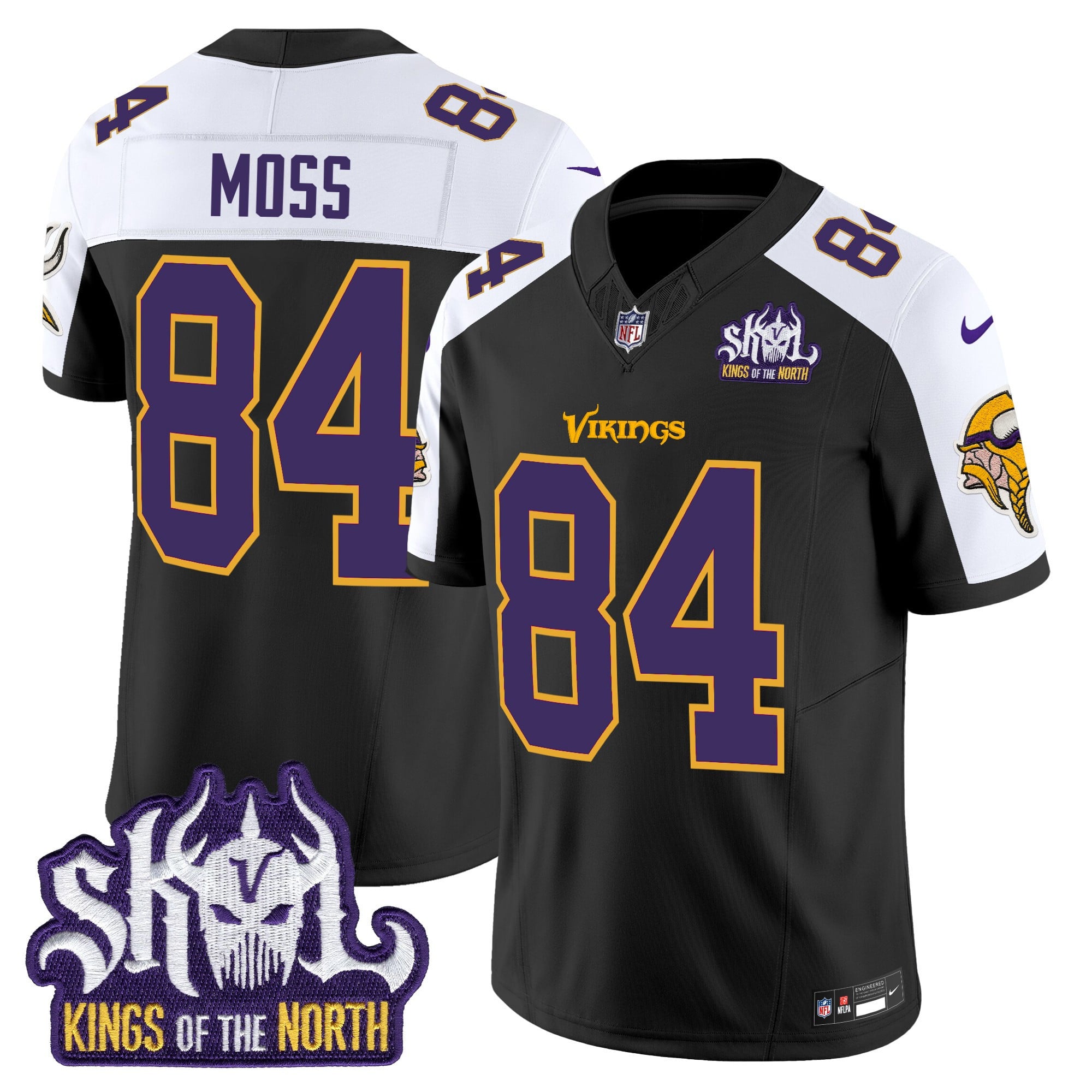 Men's Minnesota Vikings King Of The North Patch Throwback Vapor Limited Jersey V2 - All Stitched