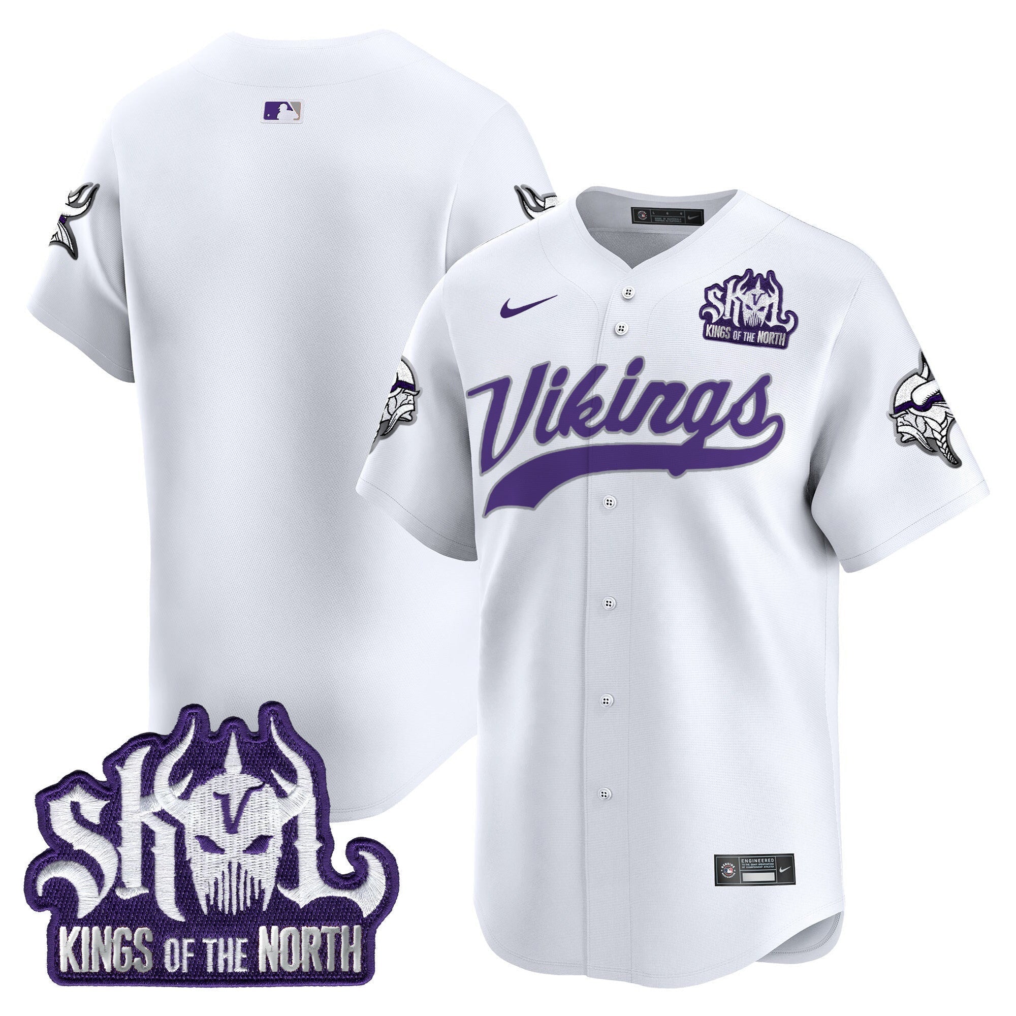 Men's Minnesota Vikings King Of The North Patch Vapor Premier Limited Jersey - All Stitched