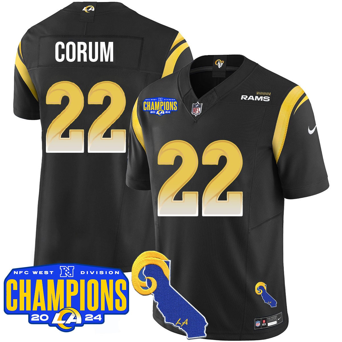 Men's Los Angeles Rams 2024 NFC West Division Champions Jersey - All Stitched