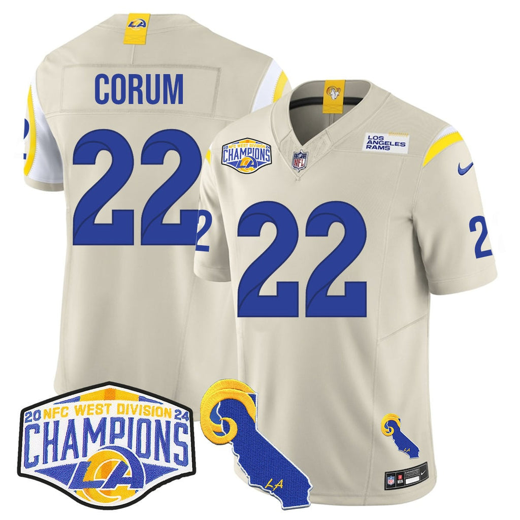Men's Los Angeles Rams 2024 NFC West Division Champions Jersey N1 - All Stitched