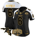 Women's Buccaneers 2024 NFC South Division Champions Patch Gold Vapor Limited Jersey - All Stitched