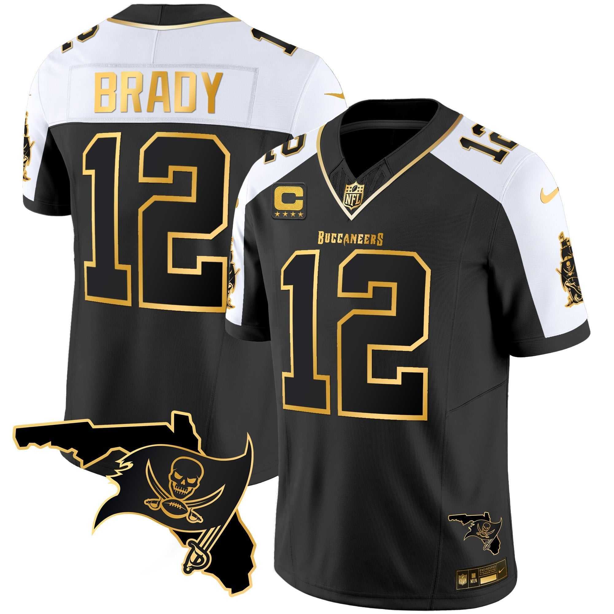 Men's Buccaneers Florida Patch Vapor Gold Jersey - All Stitched