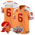 Men's Buccaneers Creamsicle 2024 NFC South Division Champions Patch Gold Trim Vapor Limited Jersey - All Stitched