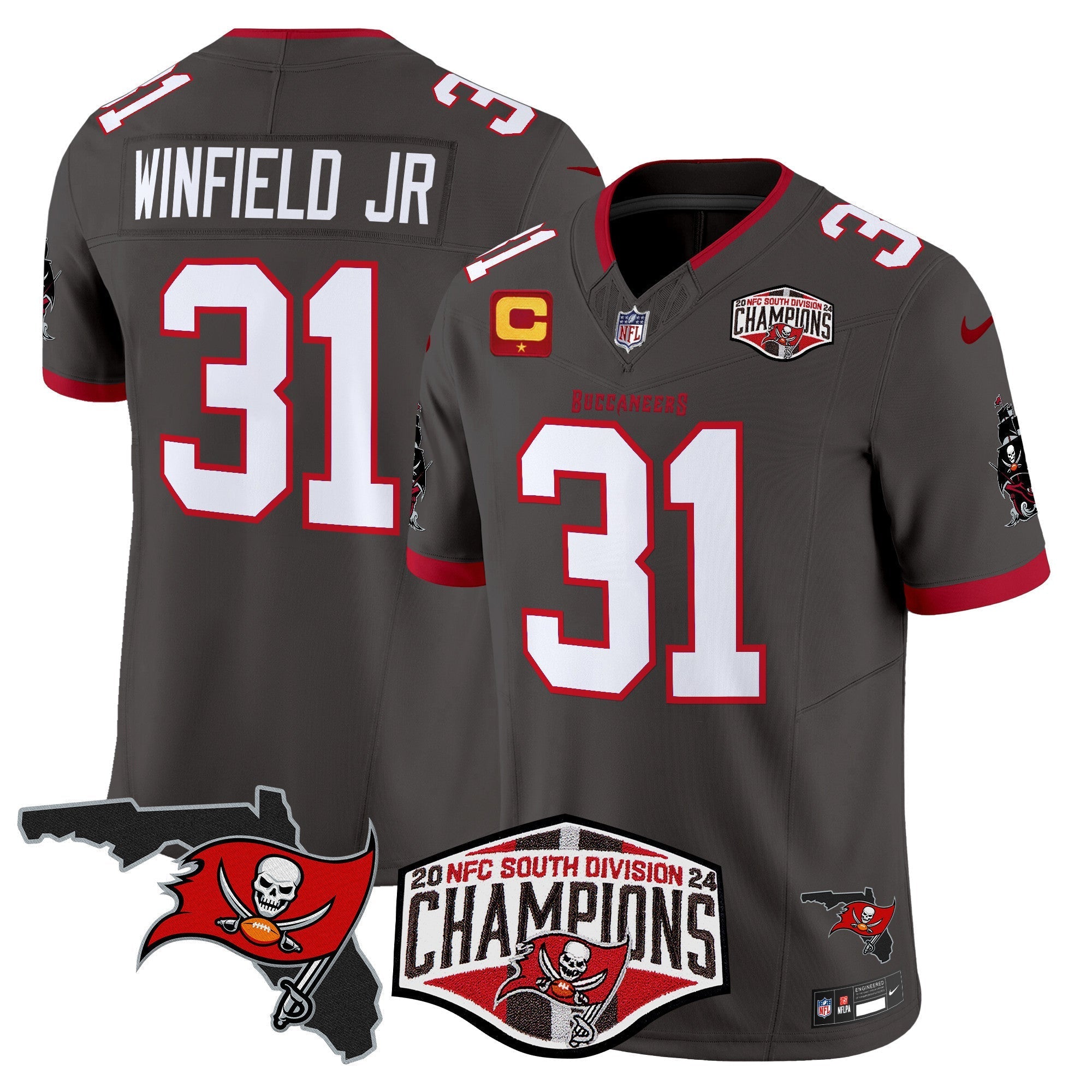 Men's Buccaneers 2024 NFC South Division Champions Patch Vapor Limited Jersey - All Stitched