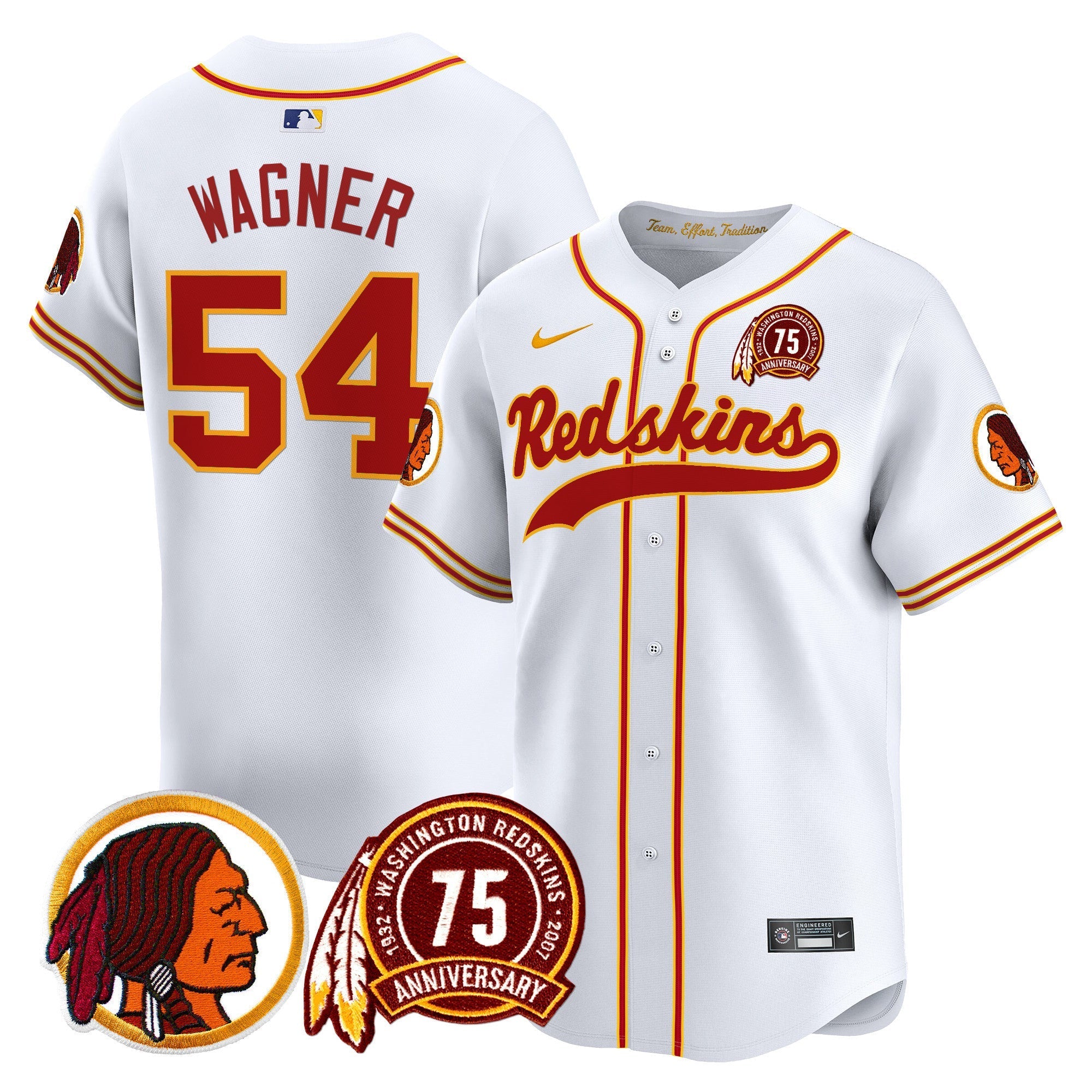 Men's Washington Redskins 75th Patch Throwback Vapor Premier Limited Jersey - All Stitched