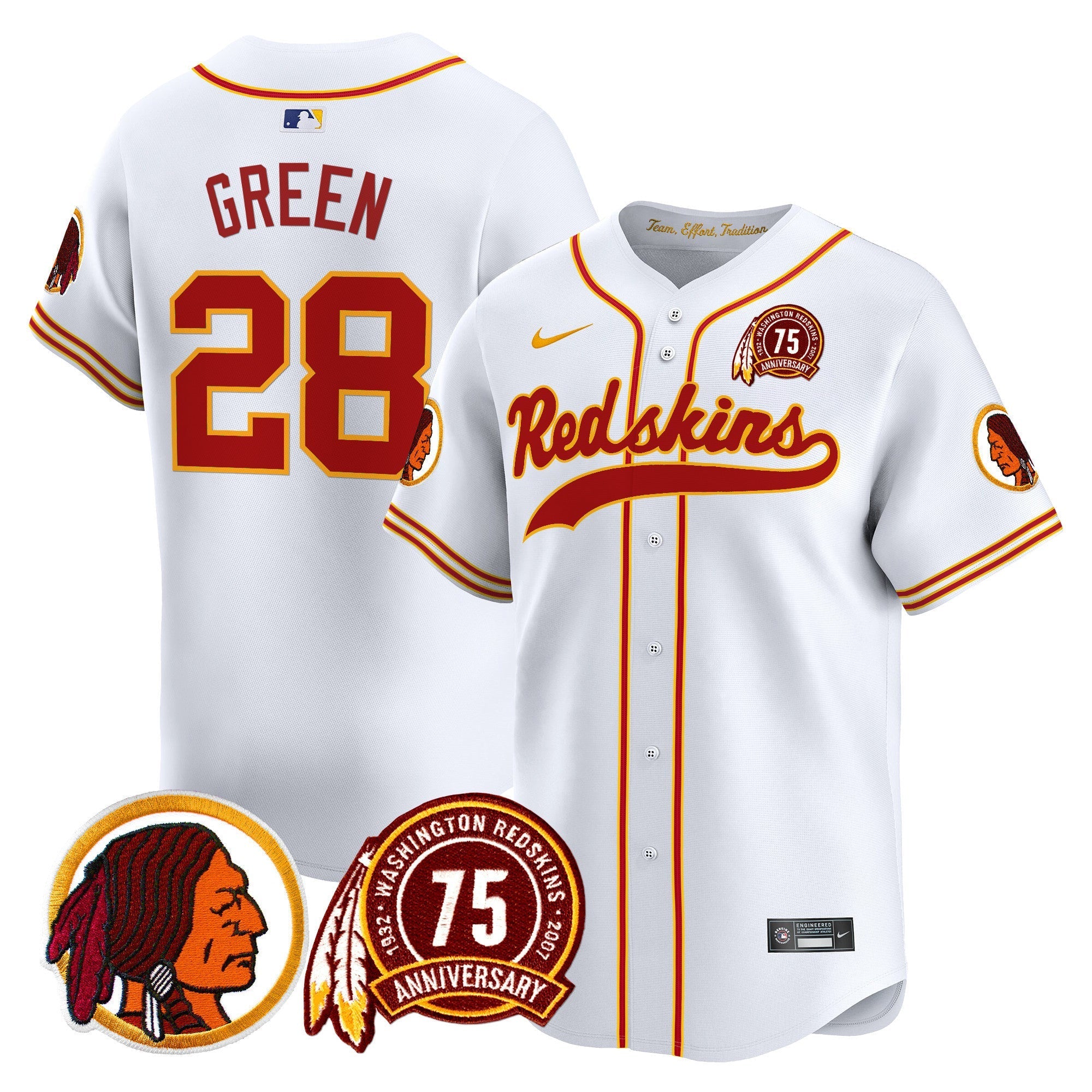 Men's Washington Redskins 75th Patch Throwback Vapor Premier Limited Jersey - All Stitched