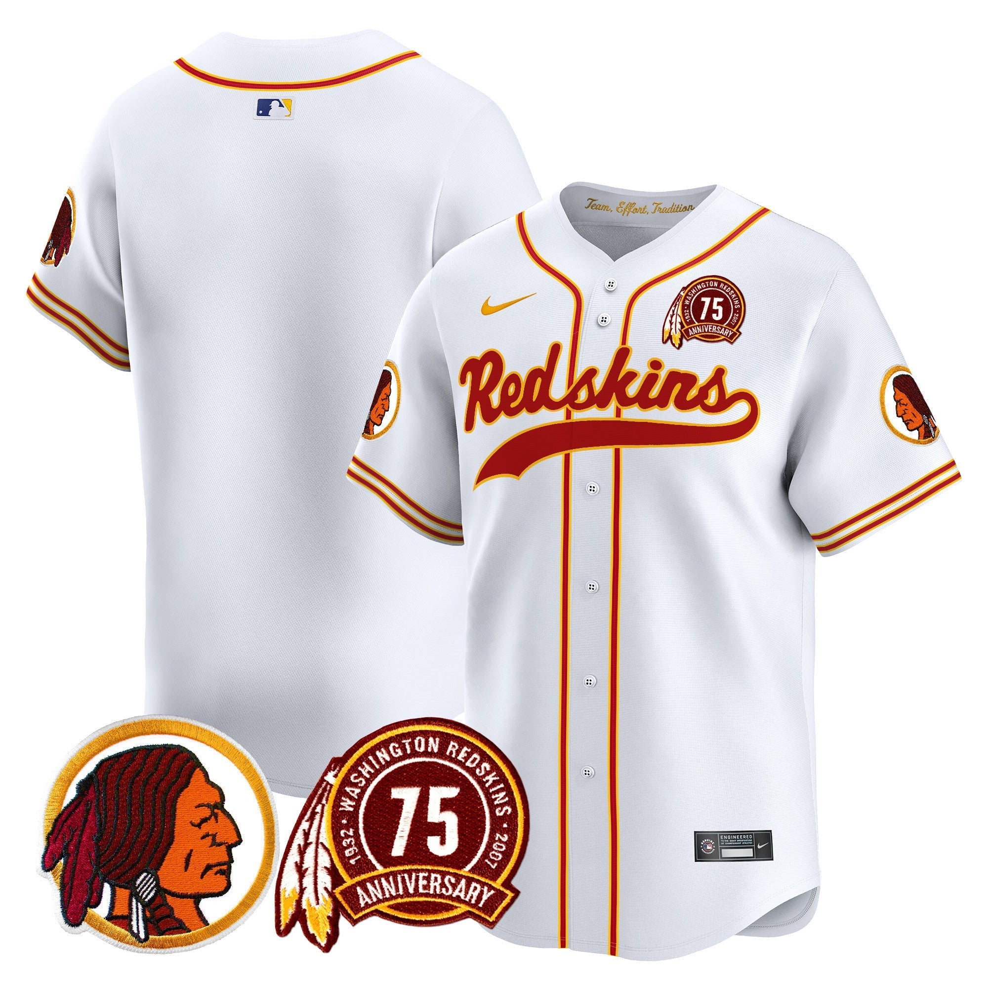 Men's Washington Redskins 75th Patch Throwback Vapor Premier Limited Jersey - All Stitched