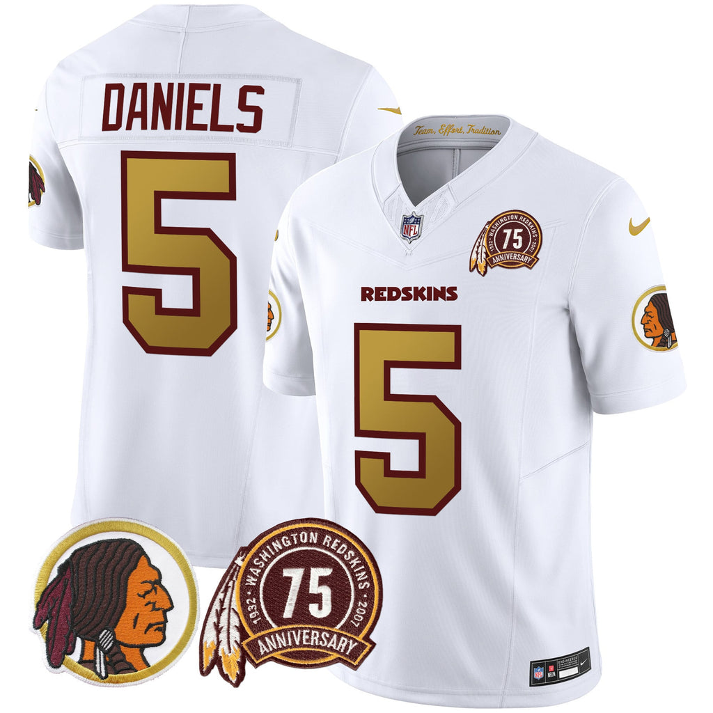 Men's Washington Redskins 75th Patch Throwback Vapor Limited Jersey V2 - All Stitched