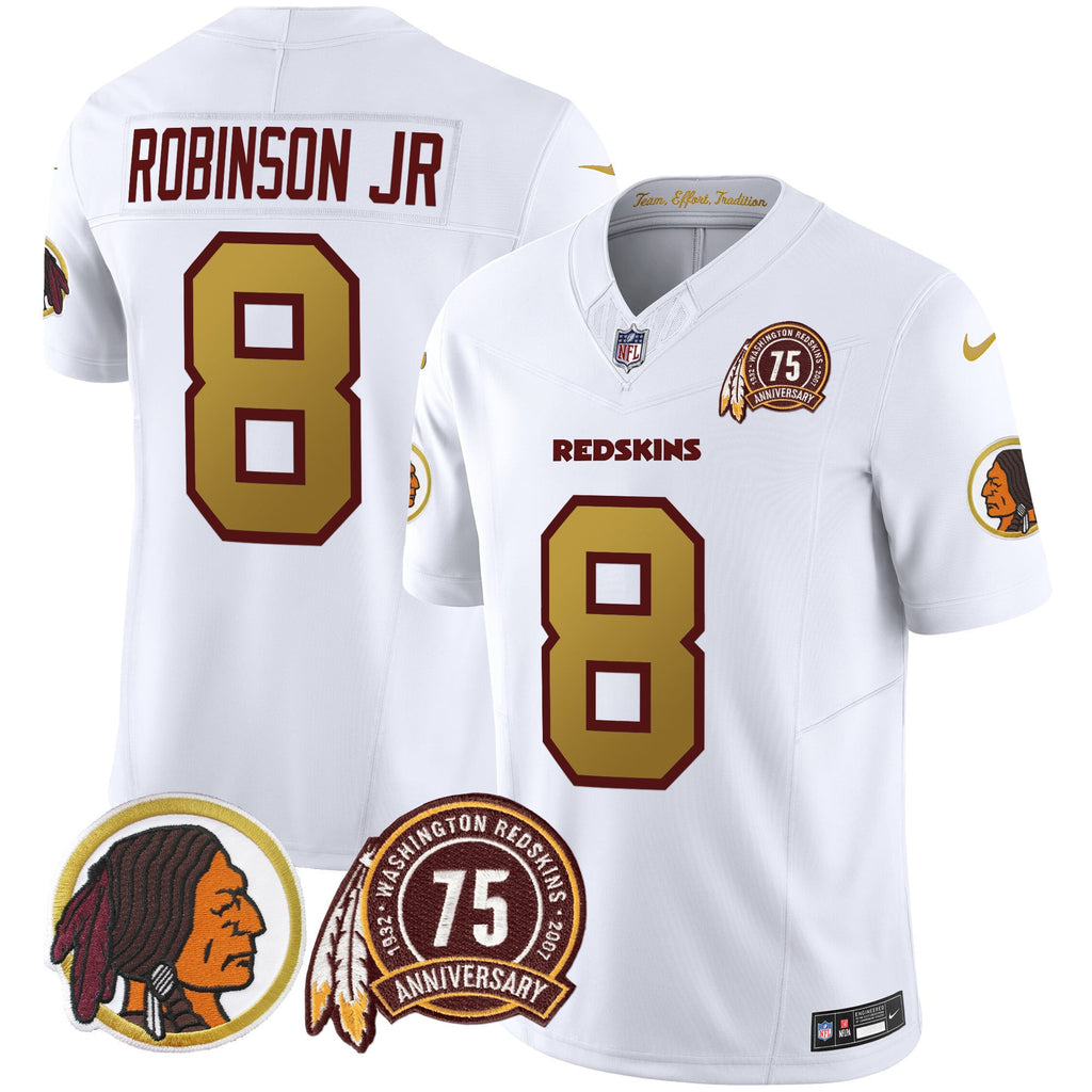 Men's Washington Redskins 75th Patch Throwback Vapor Limited Jersey V2 - All Stitched