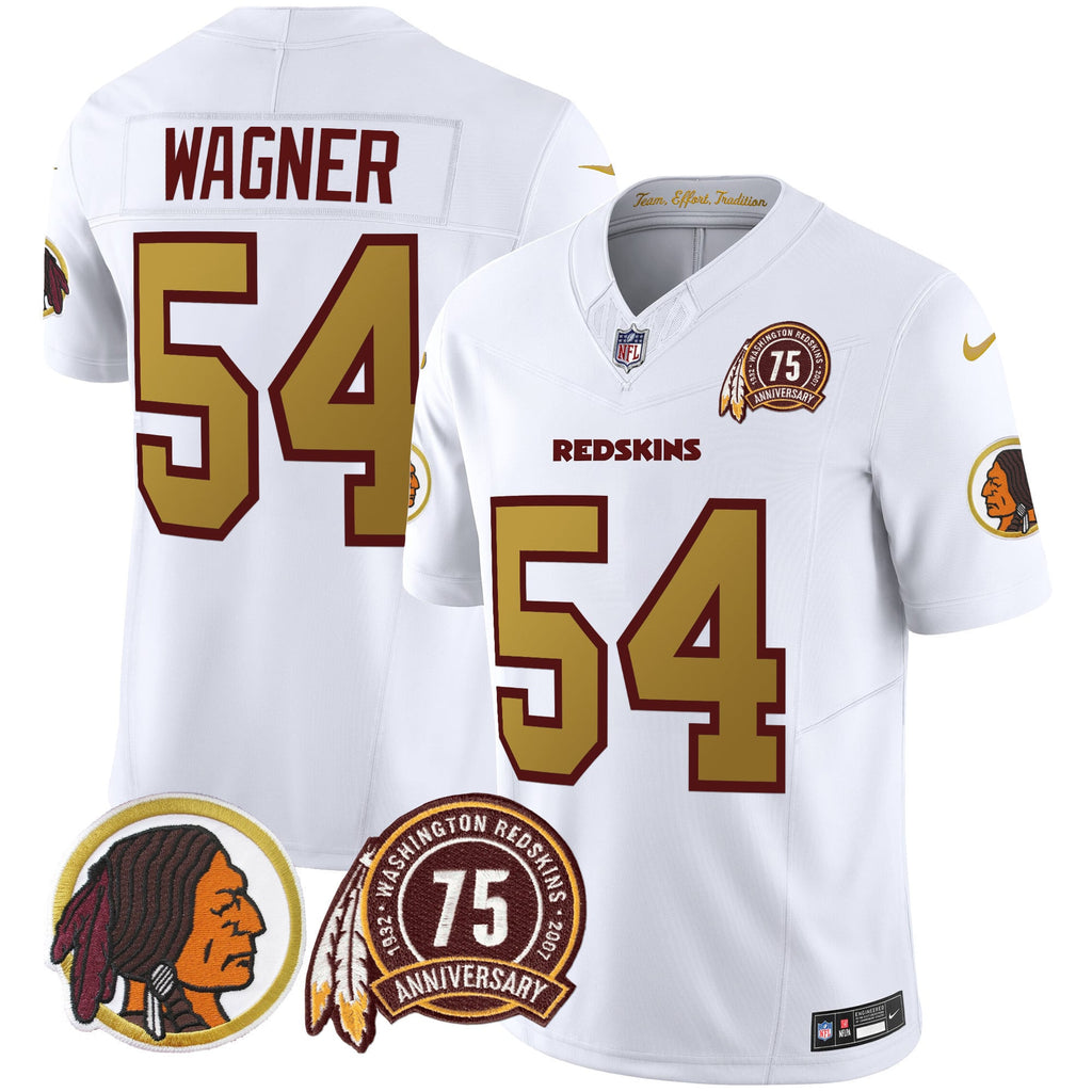 Men's Washington Redskins 75th Patch Throwback Vapor Limited Jersey V2 - All Stitched