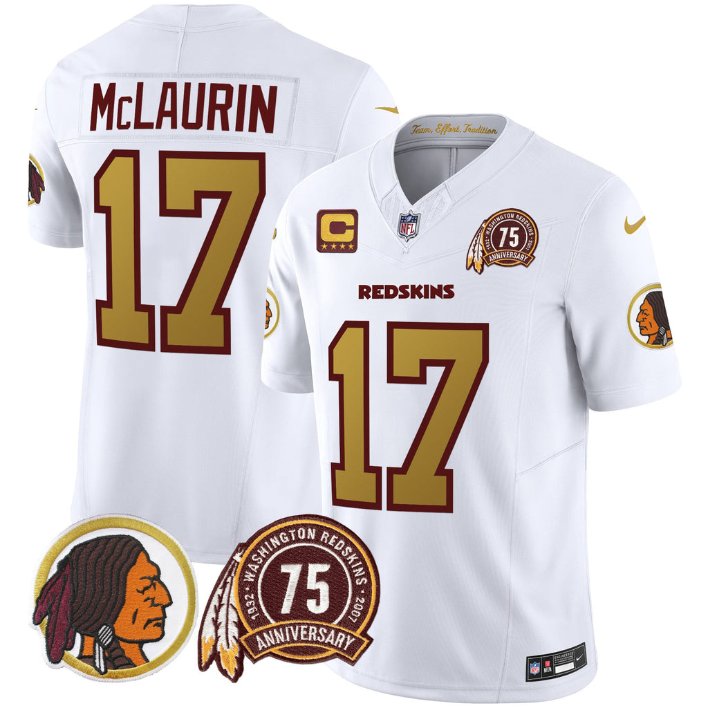 Men's Washington Redskins 75th Patch Throwback Vapor Limited Jersey V2 - All Stitched
